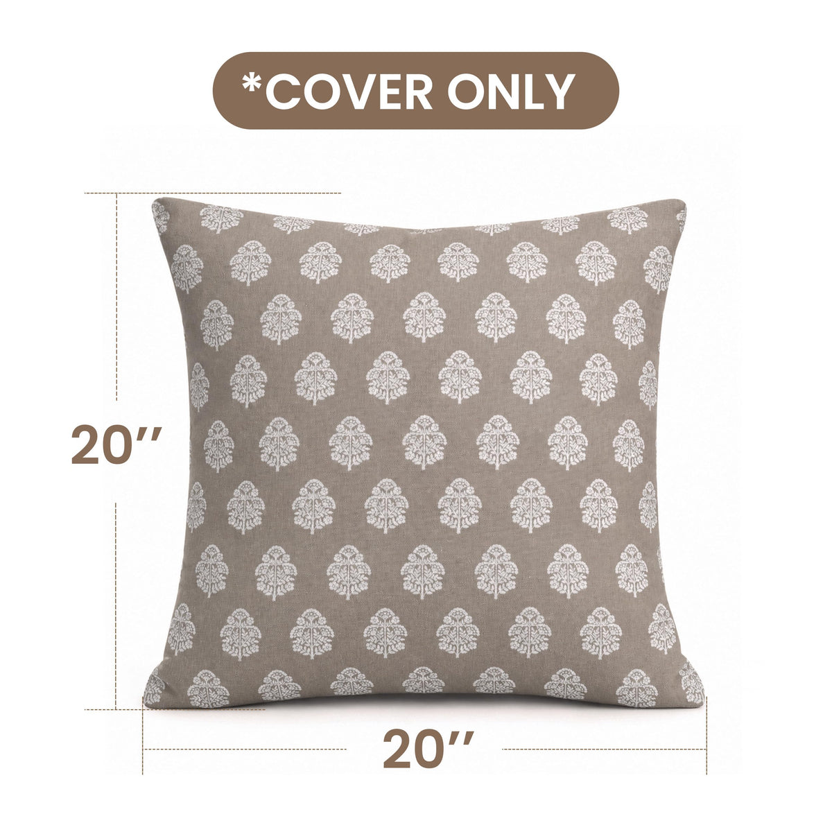 AELS 18x18 Decorative Farmhouse Throw Pillow Covers, Boho Floral Block Print Pillow Covers, Set of 2, Slate Blue Botanical Cushion Covers for Sofa Couch Bed Living Room Bedroom, Cover Only