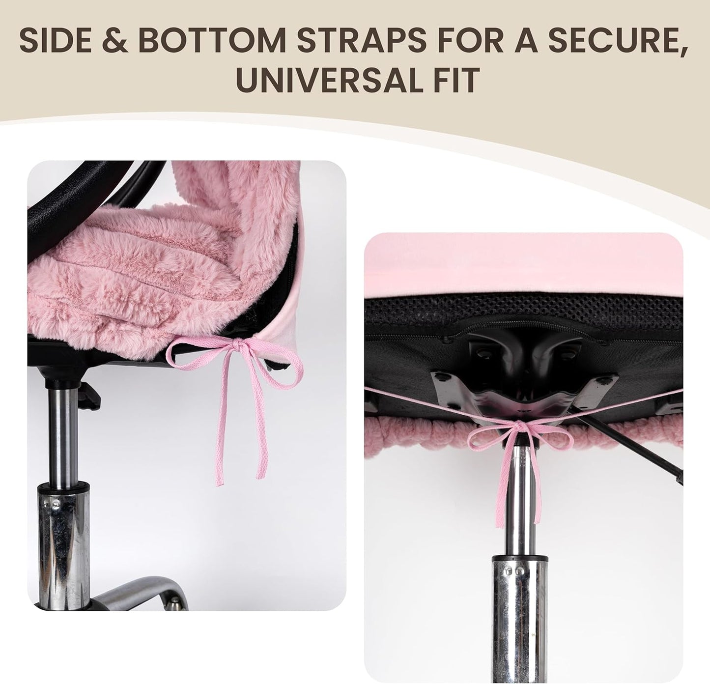AELS Faux Fur Striped Office Chair Cover, Desk Chair Cover Computer Office Chair Covers - Fits Desk Chair/Armchair, Soft Breathable Fabric - Washable & Removable for Home & Office, Pink