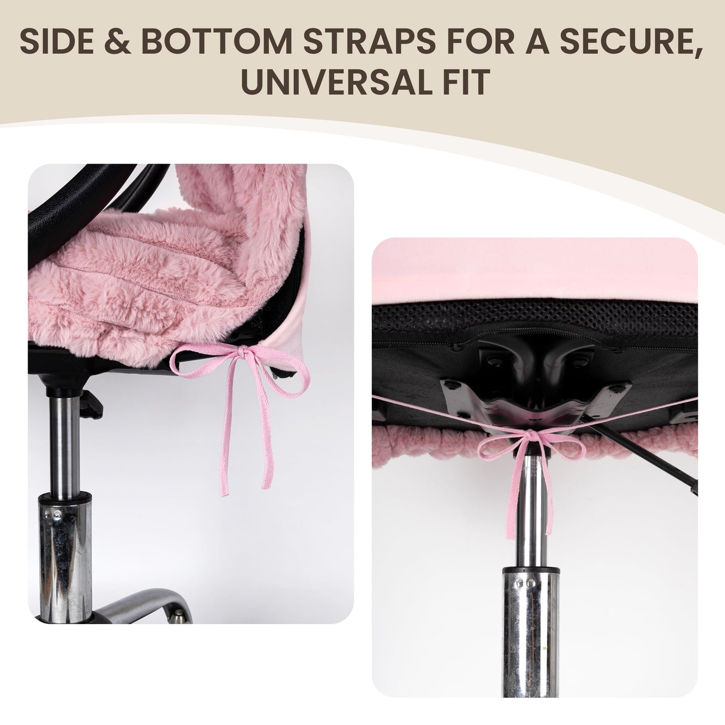 Faux Fur Office Chair Cover with Zipper, Desk Chair Slipcover Pink | Soft Breathable Faux Fur Office Chair Cover with Zipper, Removable Washable Cover for Home & Office, Fits Desk Chair/Armchair