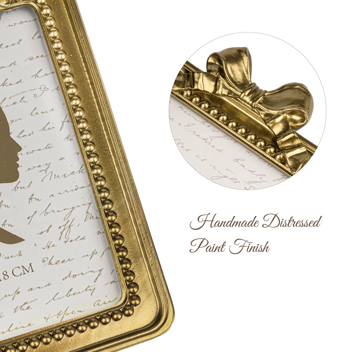 AELS 4x4 Inch Heart Shaped Vintage Picture Frame, Elegant Antique Bow Photo Frames with Glass Front, Photo Display, Tabletop Wall Hanging, Gift Ideas, Golden Bronze