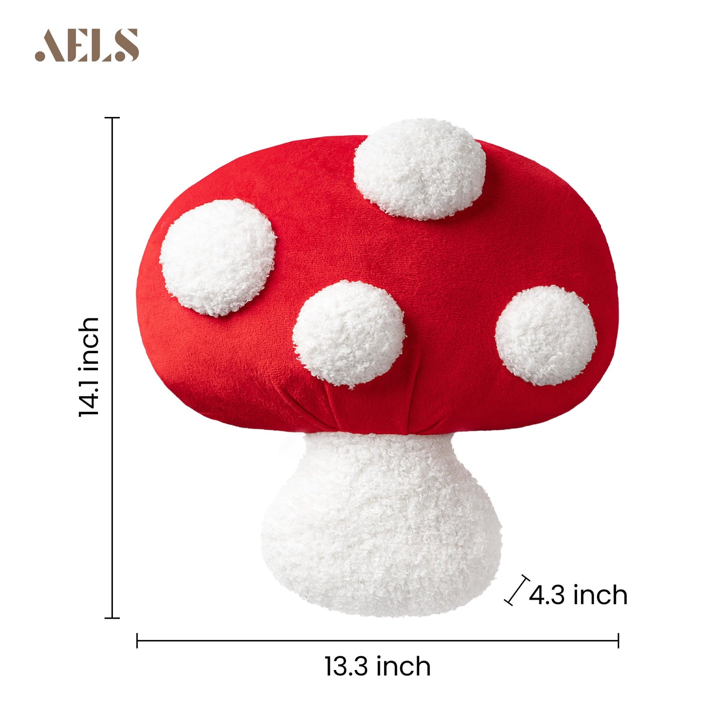 AELS 14 Inch Mushroom Pillow, Cute Polka Dot Plush Decorative Throw Pillow for Couch, Sofa, Bedroom, Nursery, Home Decor for Mushroom Lovers, Red