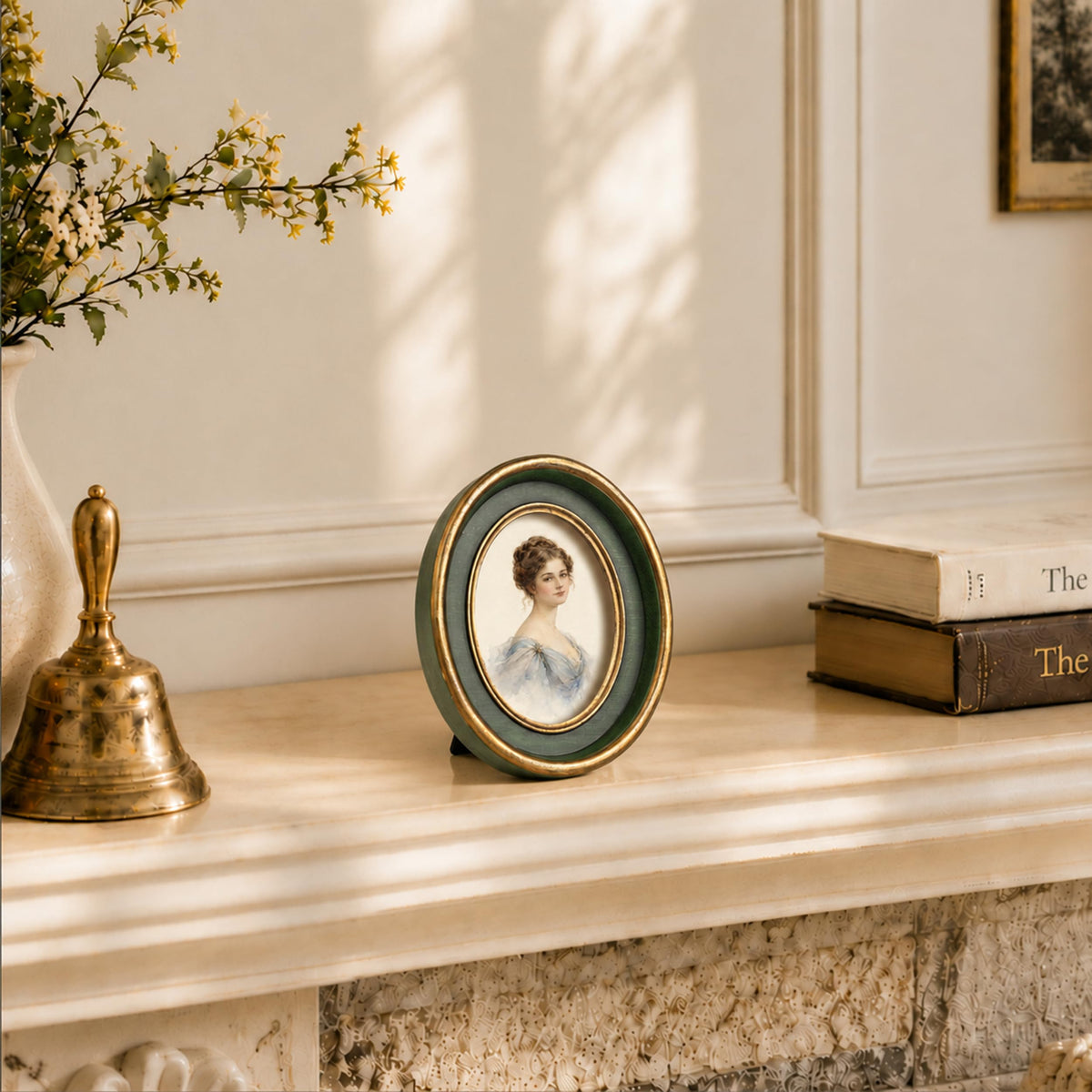 AELS 4x6 Inch Vintage Picture Frame, Elegant Antique Photo Frames with Glass Front, Photo Display, Tabletop Wall Hanging, Gift Ideas, Black Oval with Gold Trim