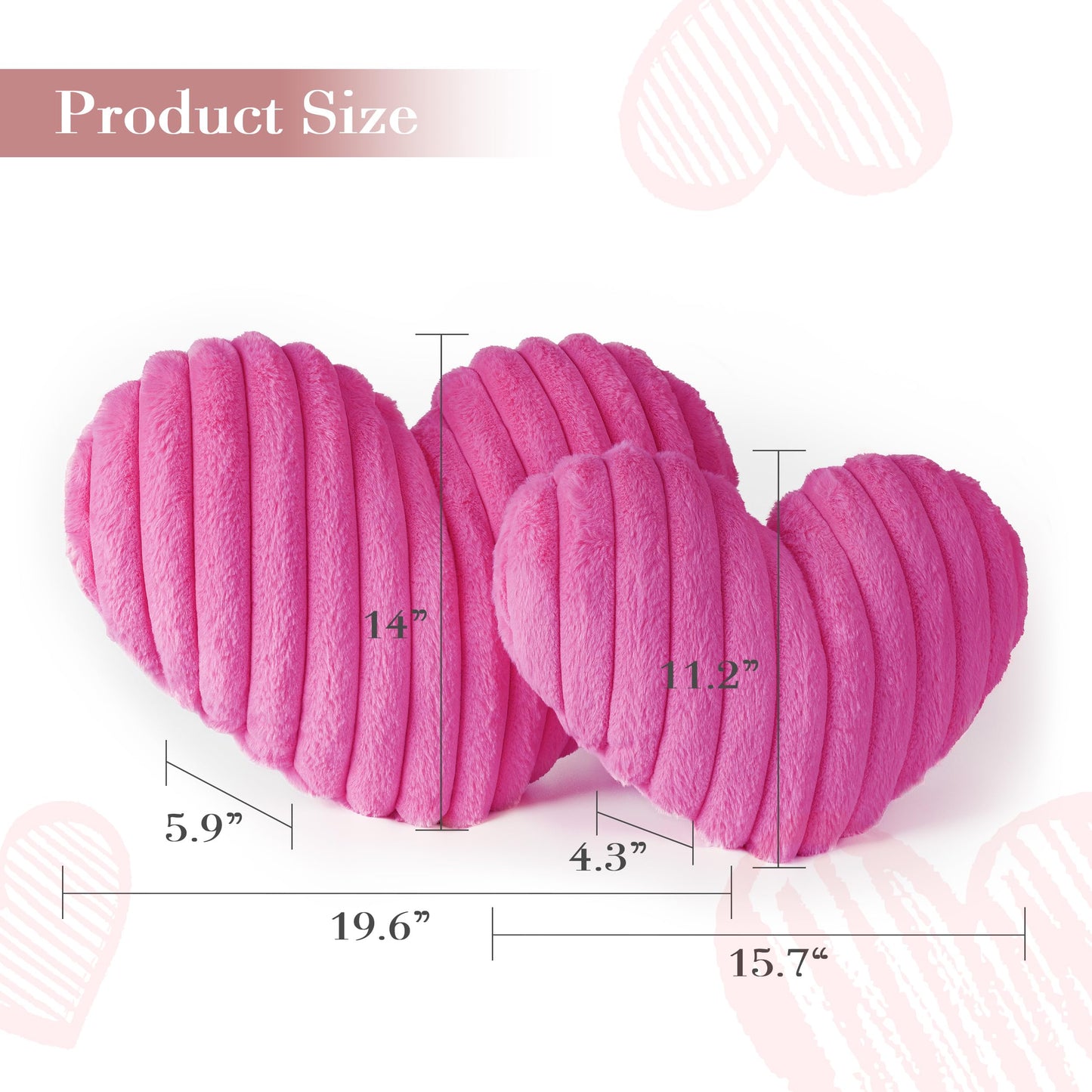 AELS Heart Shaped Pillow, 20 Inches Heart Decorative Throw Pillows, Faux Fur Love Cute Pillows, Valentines Day Decorations, Wedding Decor, Living Room Bedroom Nursery Decor, White