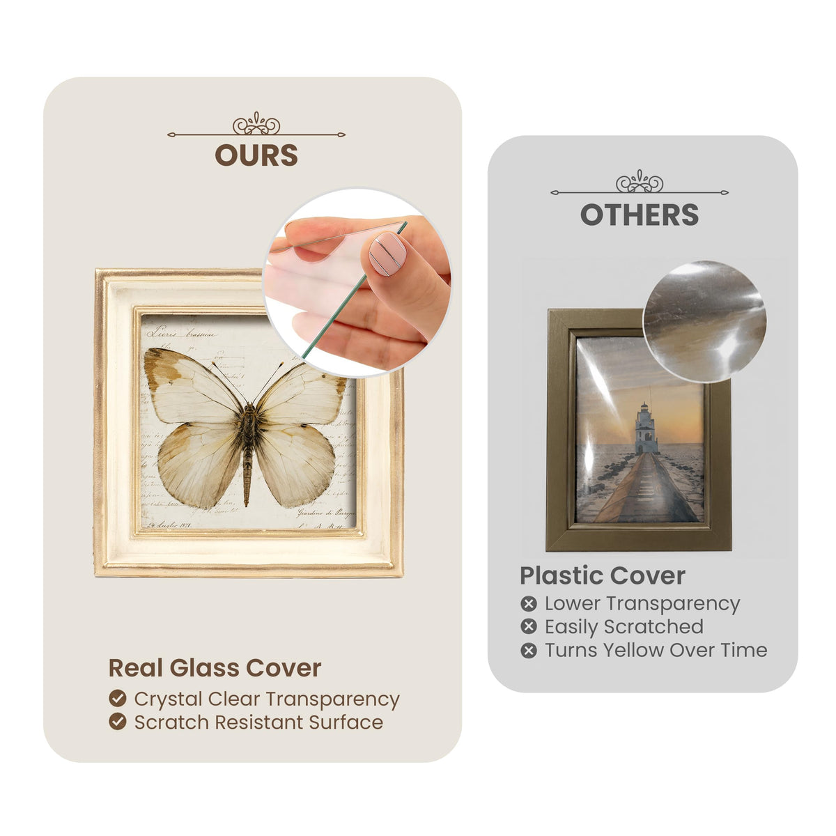 AELS 4x6 Inch Vintage Picture Frame, Elegant Luxury Antique Photo Frames with Glass Front, Photo Display, Tabletop Wall Hanging, Gift Ideas, Pearl Pattern
