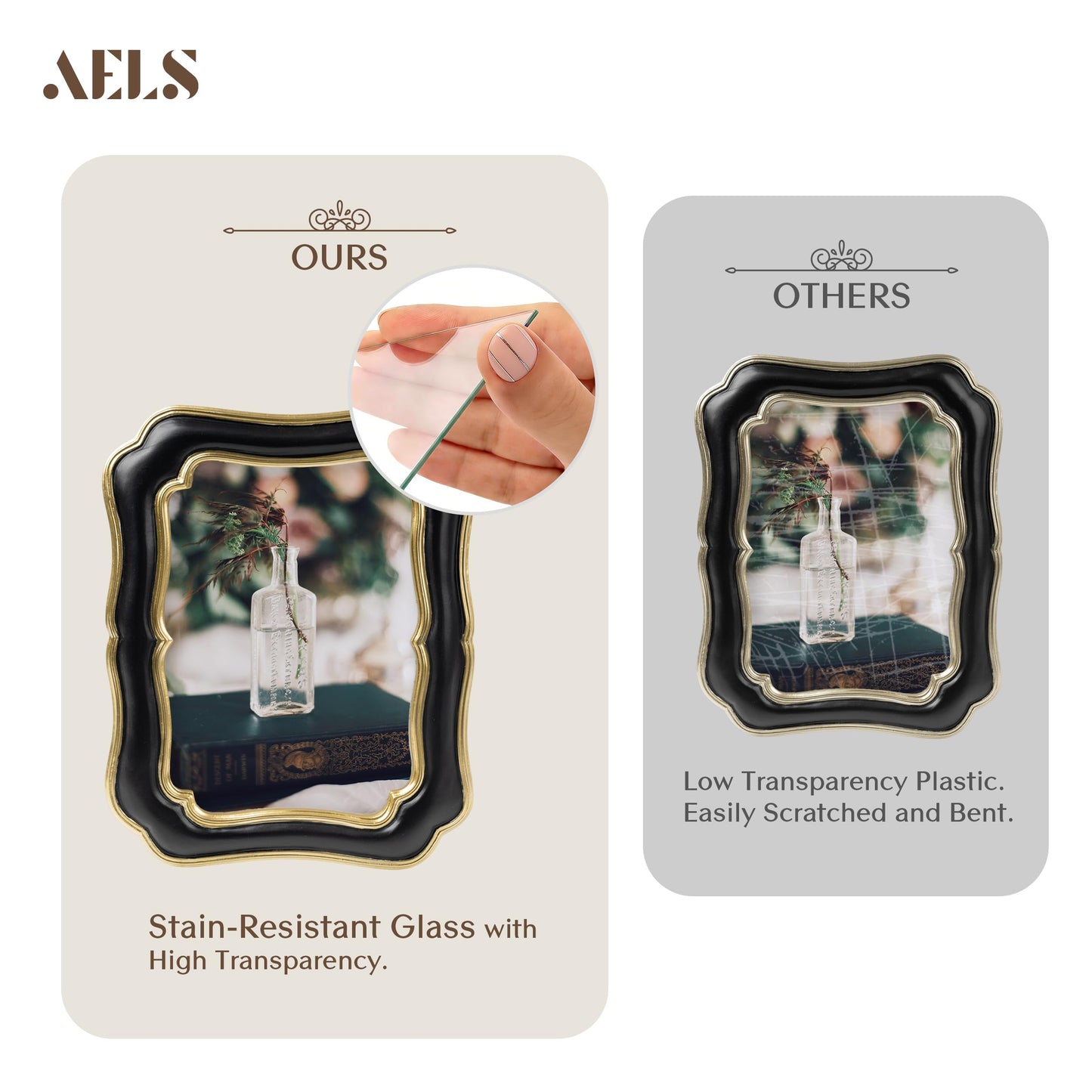 AELS 5x7 Inch White Gold Scalloped Vintage Picture Frame, Elegant Antique Photo Frames with Glass Front for Wedding, Photo Display, Tabletop Wall Hanging, Gift Ideas