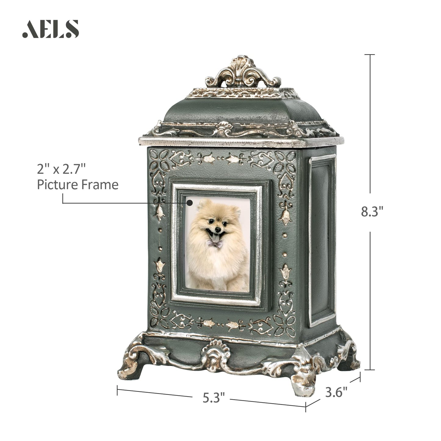 AELS Pet Urn Memory Box for Keepsakes with Photo Slot, Dog Memorial Urns for Ashes, Cat or Dog Cremation Urns, Black