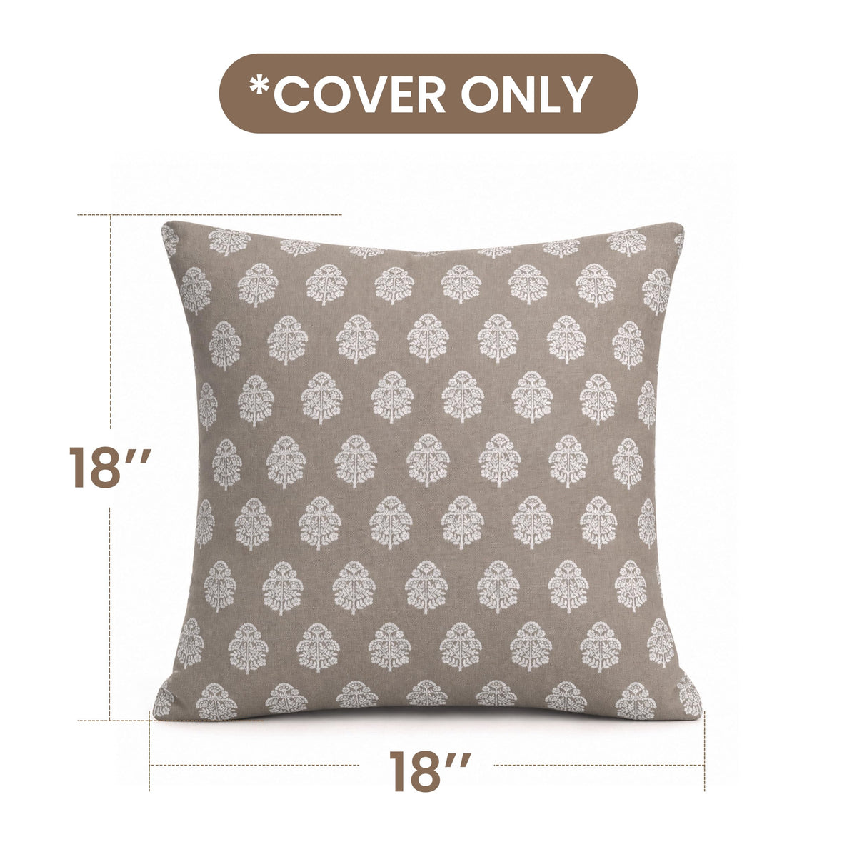 AELS 18x18 Decorative Farmhouse Throw Pillow Covers, Boho Floral Block Print Pillow Covers, Set of 2, Slate Blue Botanical Cushion Covers for Sofa Couch Bed Living Room Bedroom, Cover Only
