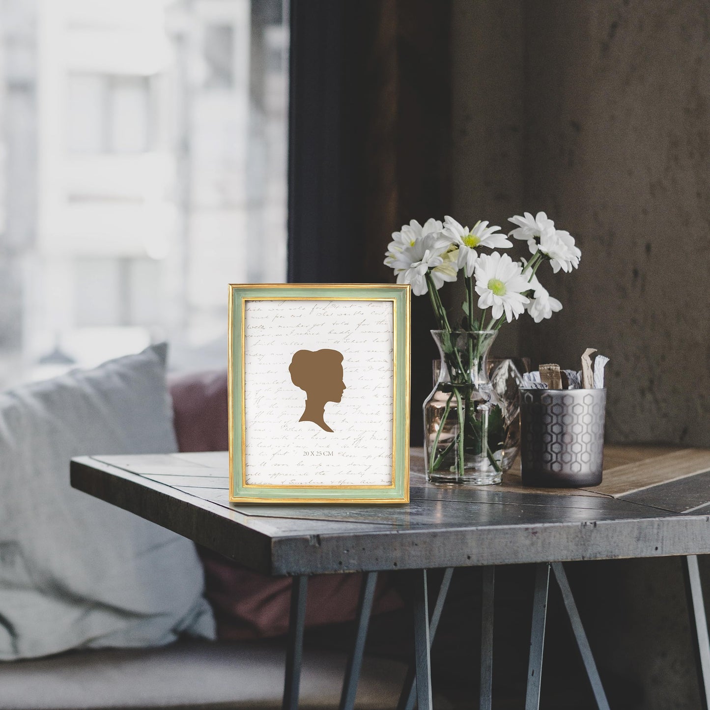 AELS 8x10 Inch Vintage Picture Frame, Elegant Antique Photo Frames with Glass Front, Photo Display, Tabletop Wall Hanging, Gift Ideas, Teal Blue with Gold Trim