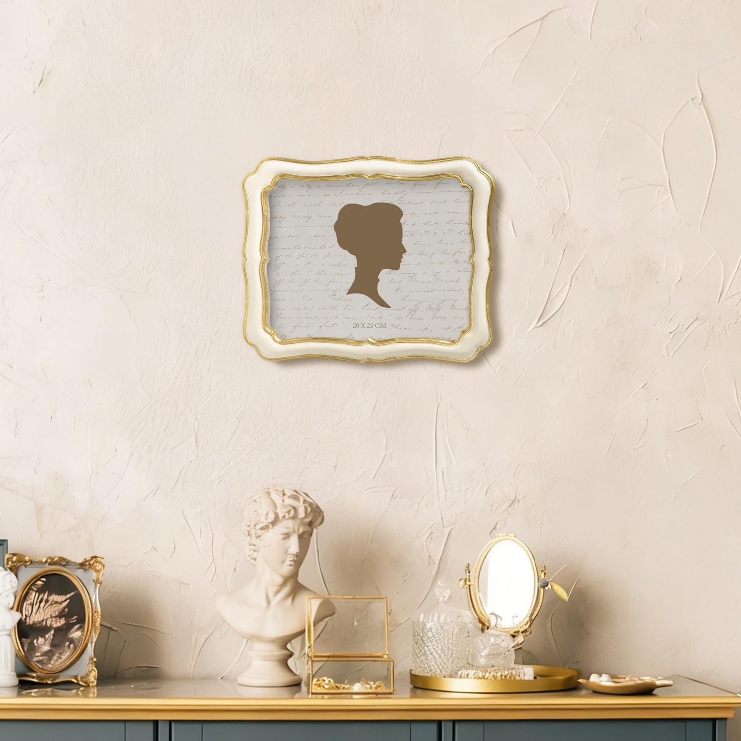 AELS 5x7 Inch White Gold Vintage Picture Frame, Elegant Antique Photo Frames with Glass Front, Photo Display, Tabletop Wall Hanging, Gift Ideas