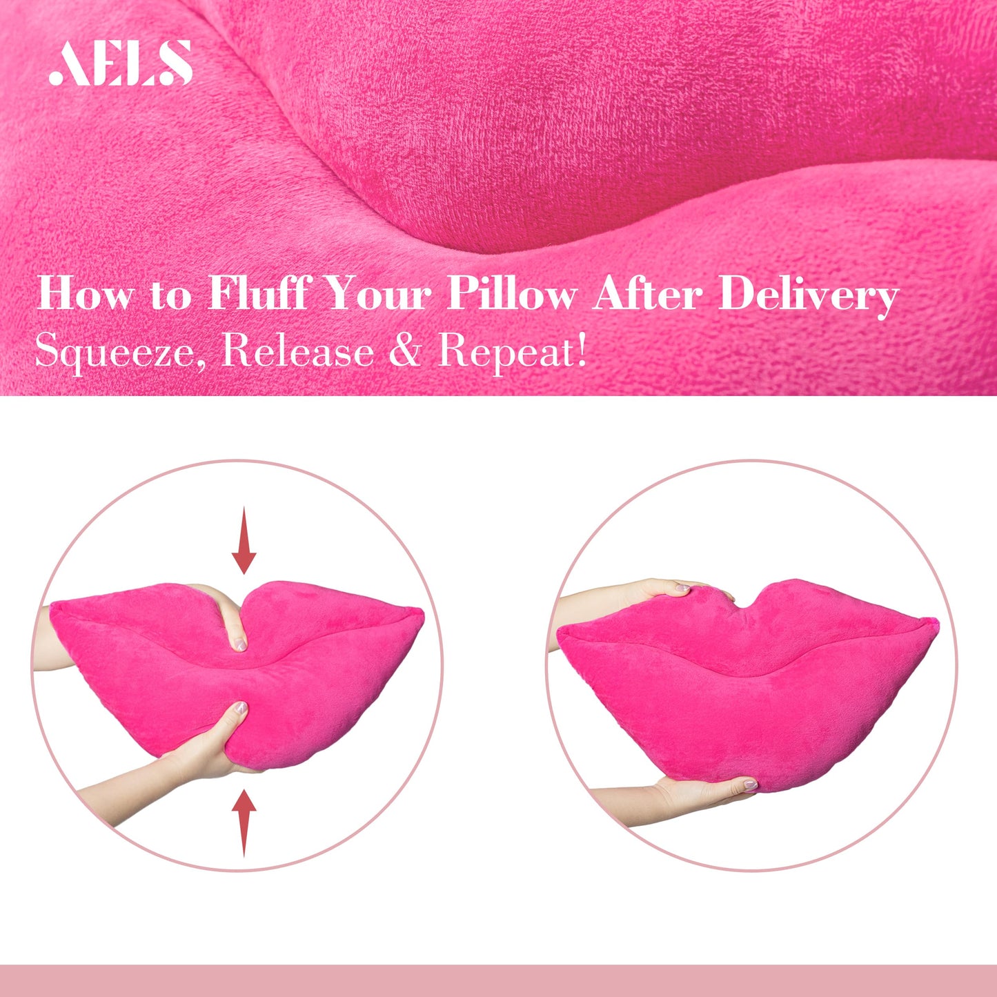 AELS 3D Large Lips Throw Pillows Smooth Soft Velvet Decorative Throw Pillows Love Pillows Cute Pillow 24 X 12 inches for Couch Sofa Bed Living Room Bedroom, Red