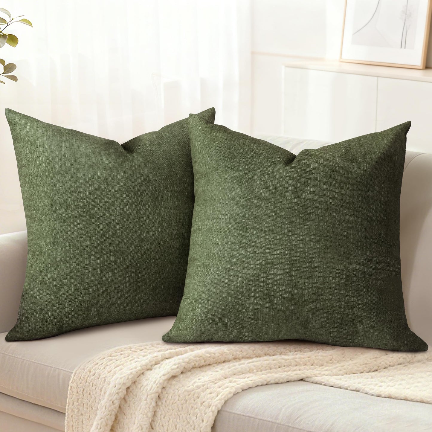 AELS Decorative Throw Pillow Covers 16x16, Set of 2, Soft Textured Look Printed Pillow Case, Modern Farmhouse Cushion Case for Bed Couch Sofa, Mustard Yellow (Covers Only)