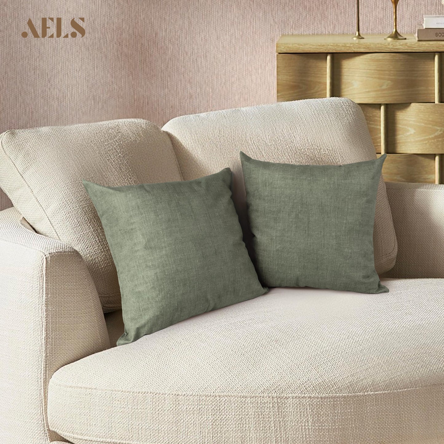 AELS Decorative Throw Pillow Covers 16x16, Set of 2, Soft Textured Look Printed Pillow Case, Modern Farmhouse Cushion Case for Bed Couch Sofa, Mustard Yellow (Covers Only)