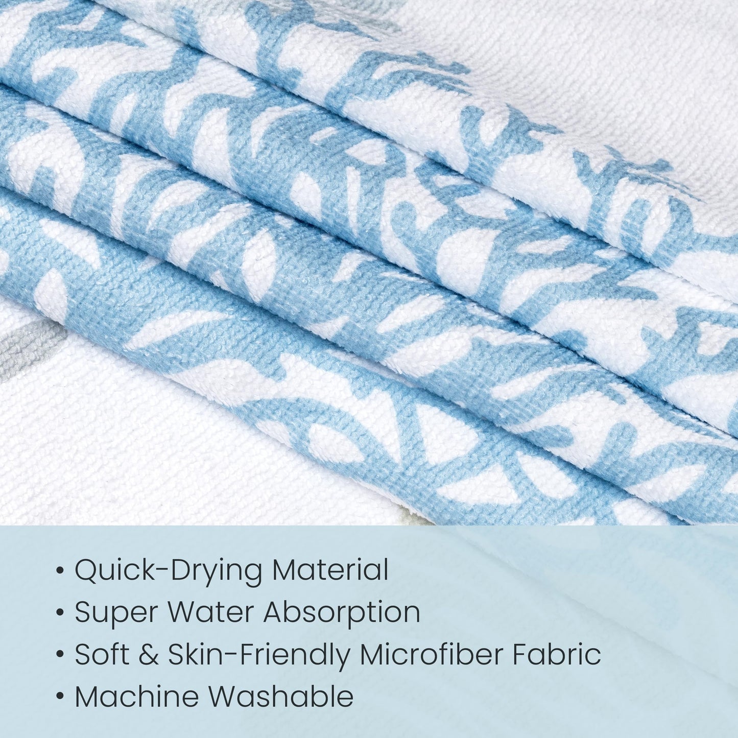 Lounge Chair Towel Cover, Pack of 2 - Microfiber Beach Towels with Pockets, Fits Outdoor Garden Beach Hotel Pool Chairs, Non-Slip & Portable Design, 85" X 30", Ombre Blue Stripes