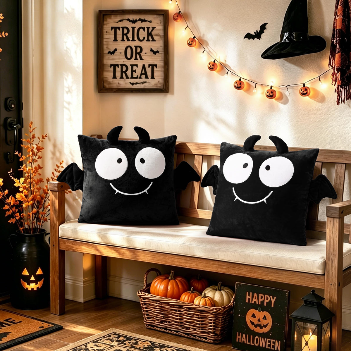 AELS Halloween Monster Pillow Covers 18x18 Inch Set of 2, Red