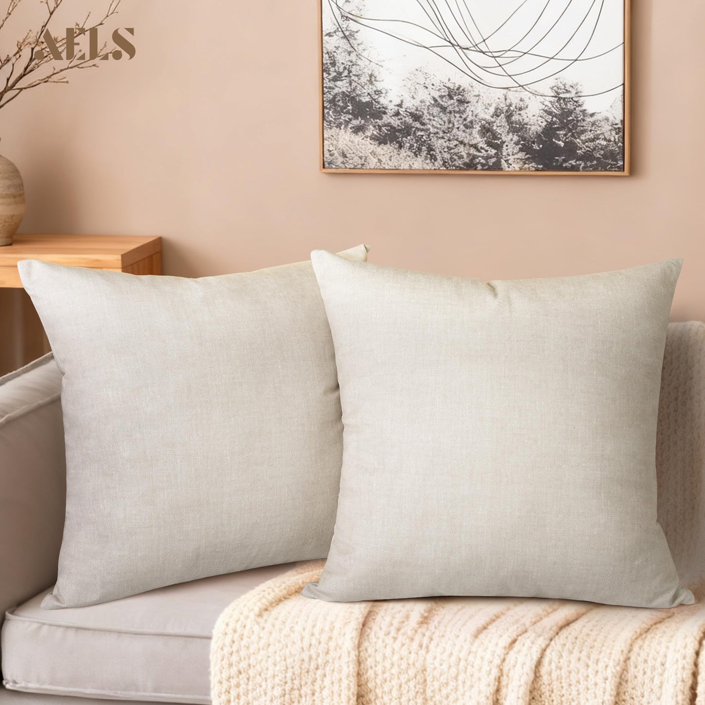 AELS Decorative Throw Pillow Covers 16x16, Set of 2, Soft Textured Look Printed Pillow Case, Modern Farmhouse Cushion Case for Bed Couch Sofa, Mustard Yellow (Covers Only)