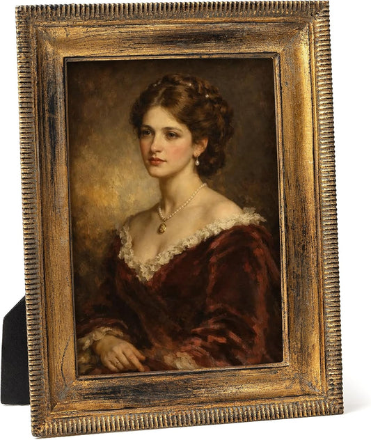 AELS 5x7 Inch Vintage Rectangle Picture Frame, Elegant Antique Ridged Design Photo Frames with Glass Front, Photo Display, Tabletop Wall Hanging, Gift Ideas, Distressed Bronze