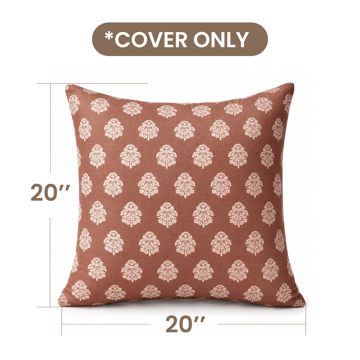 AELS 18x18 Decorative Farmhouse Throw Pillow Covers, Boho Floral Block Print Pillow Covers, Set of 2, Slate Blue Botanical Cushion Covers for Sofa Couch Bed Living Room Bedroom, Cover Only