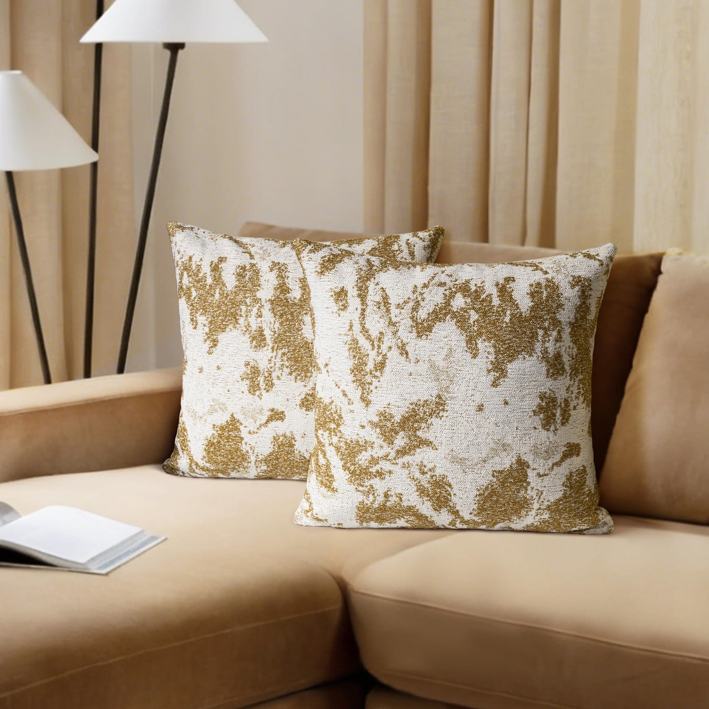 AELS Decorative Throw Pillow Covers 18x18, Set of 2, Abstract Jacquard Textured Pillow Case, Modern Cushion Case for Bed Couch Sofa, Ombre Gray (Covers Only)
