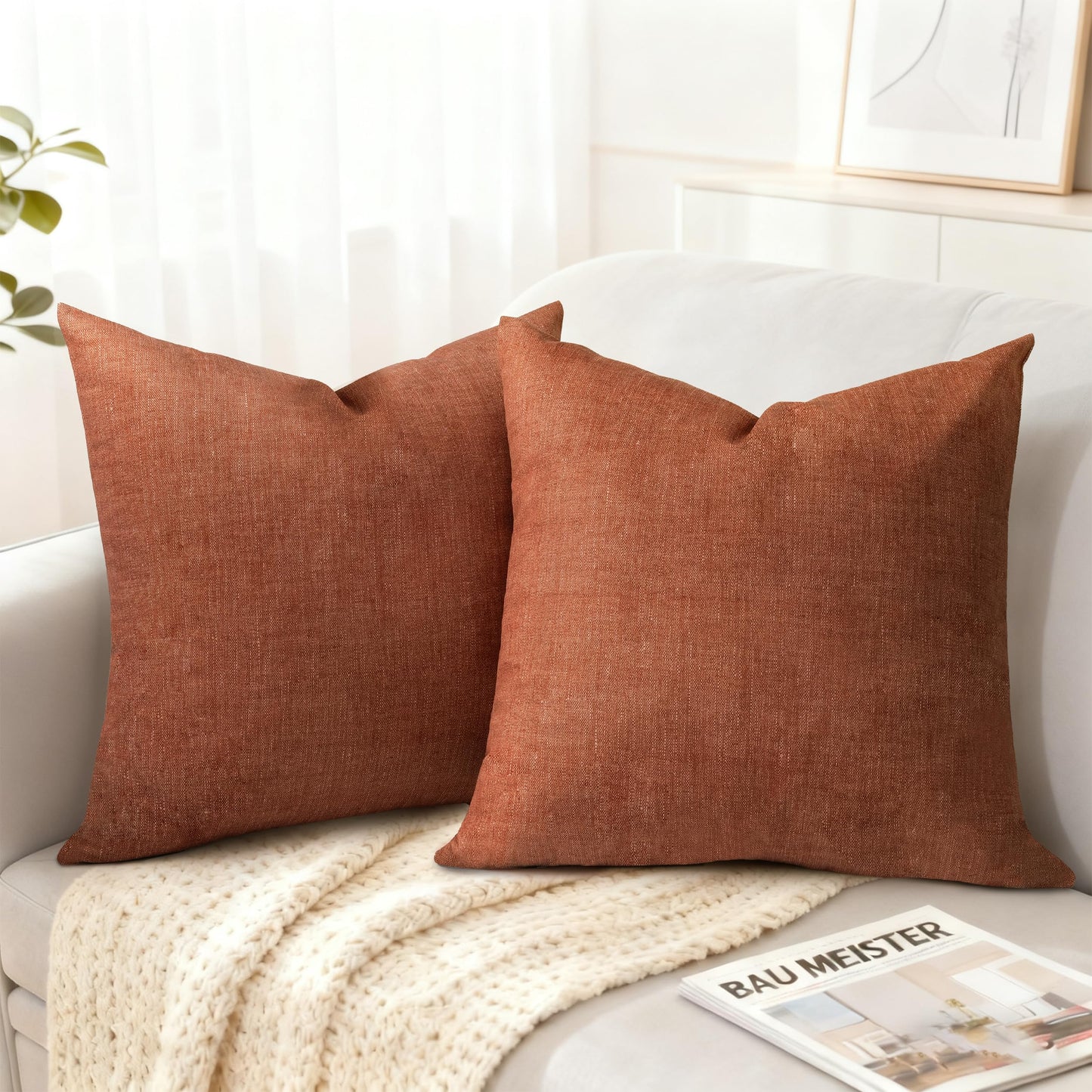 AELS Decorative Throw Pillow Covers 16x16, Set of 2, Soft Textured Look Printed Pillow Case, Modern Farmhouse Cushion Case for Bed Couch Sofa, Mustard Yellow (Covers Only)