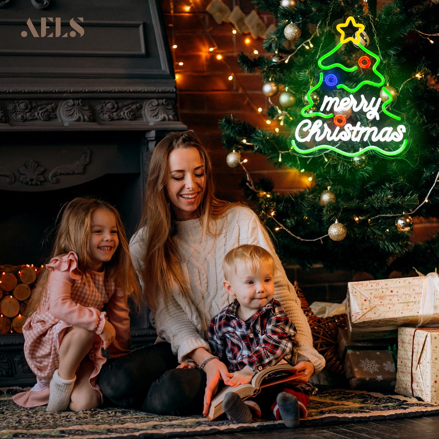 AELS 13.3" Snowflake Christmas LED Neon Sign, Dimmable USB Powered Holiday Decor for Window Wall Tree Bar & Party, Christmas Home Decor