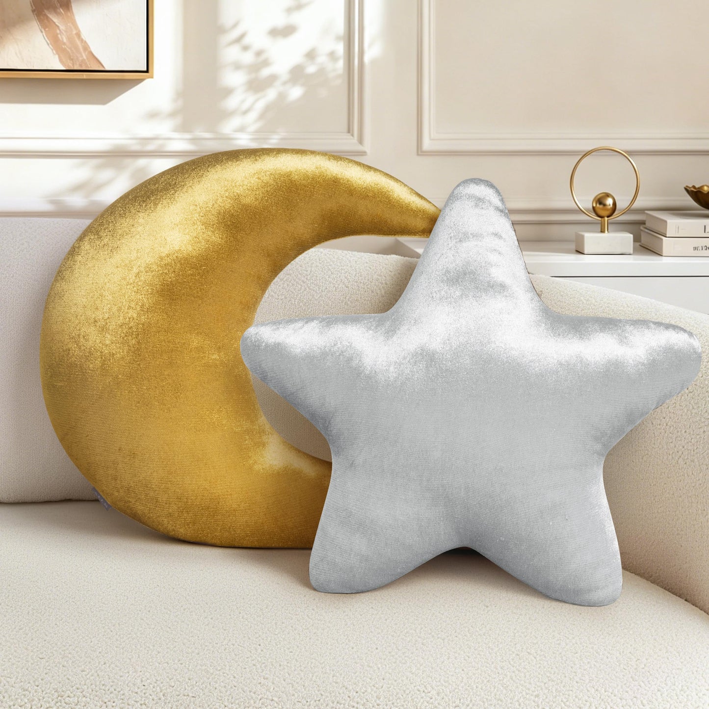 AELS Star Pillow - 19.6" Soft Velvet Star Shaped Decorative Throw Pillow for Couch, Bed, Living Room, Nursery, Home Decor Gift for Christmas, Birthday, Baby Shower, Gold