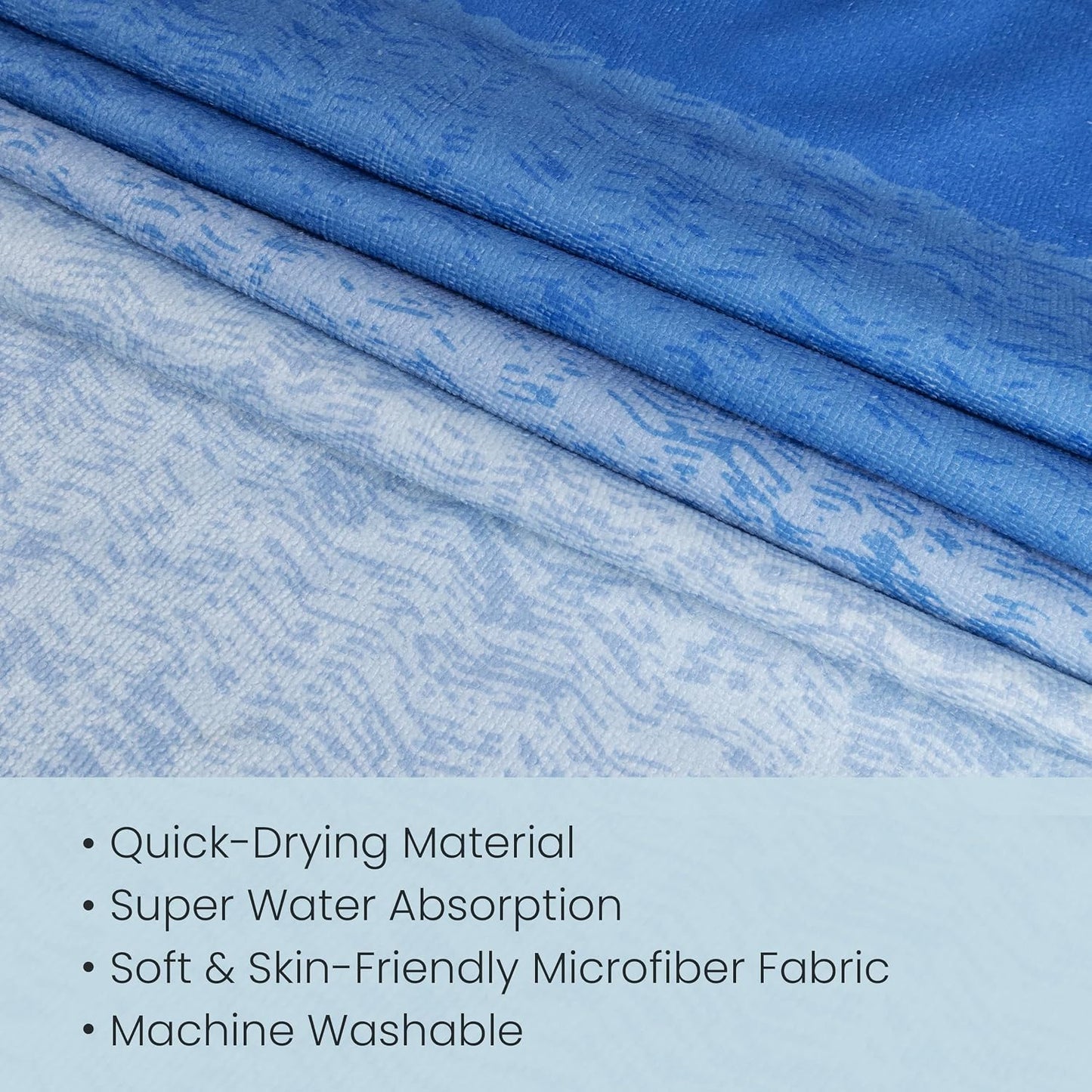 Lounge Chair Towel Cover, Pack of 2 - Microfiber Beach Towels with Pockets, Fits Outdoor Garden Beach Hotel Pool Chairs, Non-Slip & Portable Design, 85" X 30", Ombre Blue Stripes