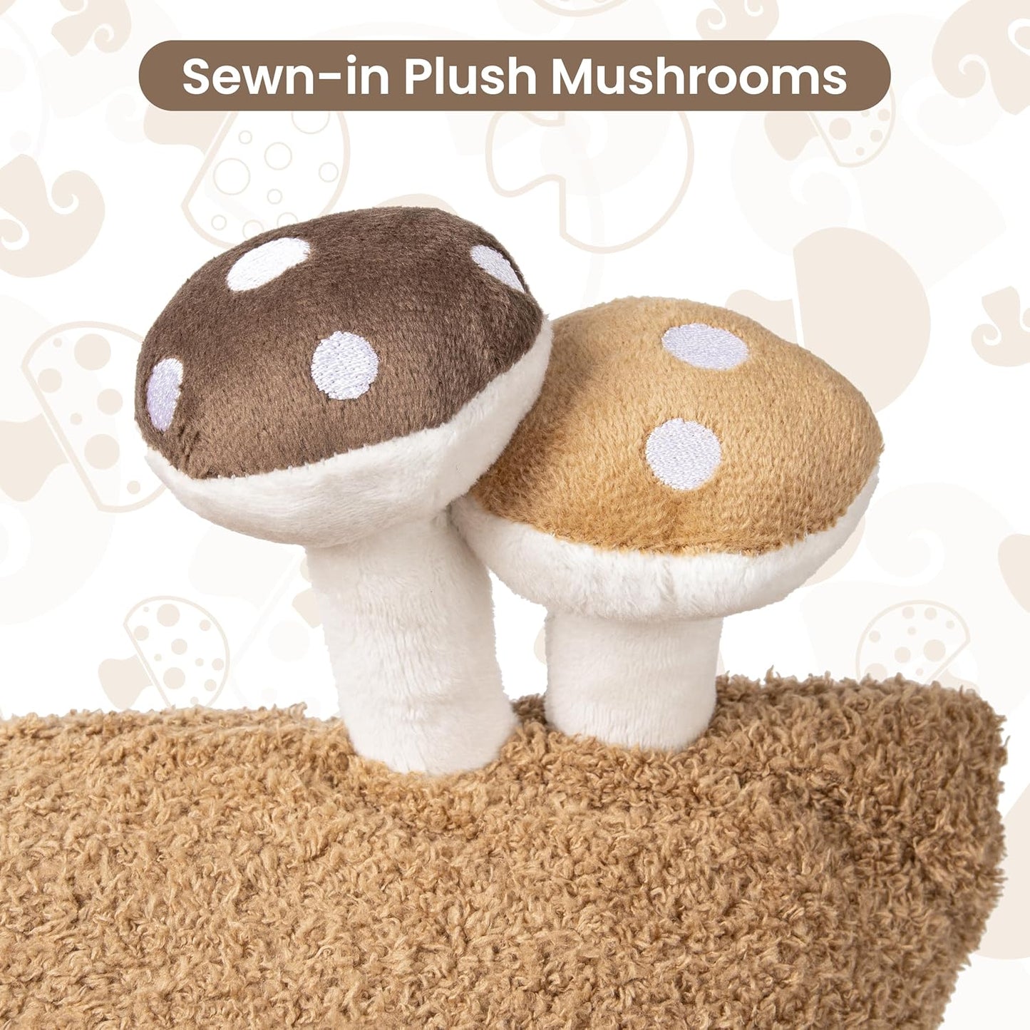 AELS Modern Farmhouse Decorative Mushroom Pillow Covers 18x18 with Two Small Mushrooms Plush Sewed in, Cozy Plush Cushion Case for Bed Couch Sofa, Brown