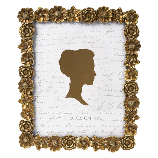 AELS 5x7 Inch Floral Vintage Picture Frame, Elegant Antique Photo Frames with Glass Front, Photo Display, Tabletop Wall Hanging, Gift Ideas, Gold Flower