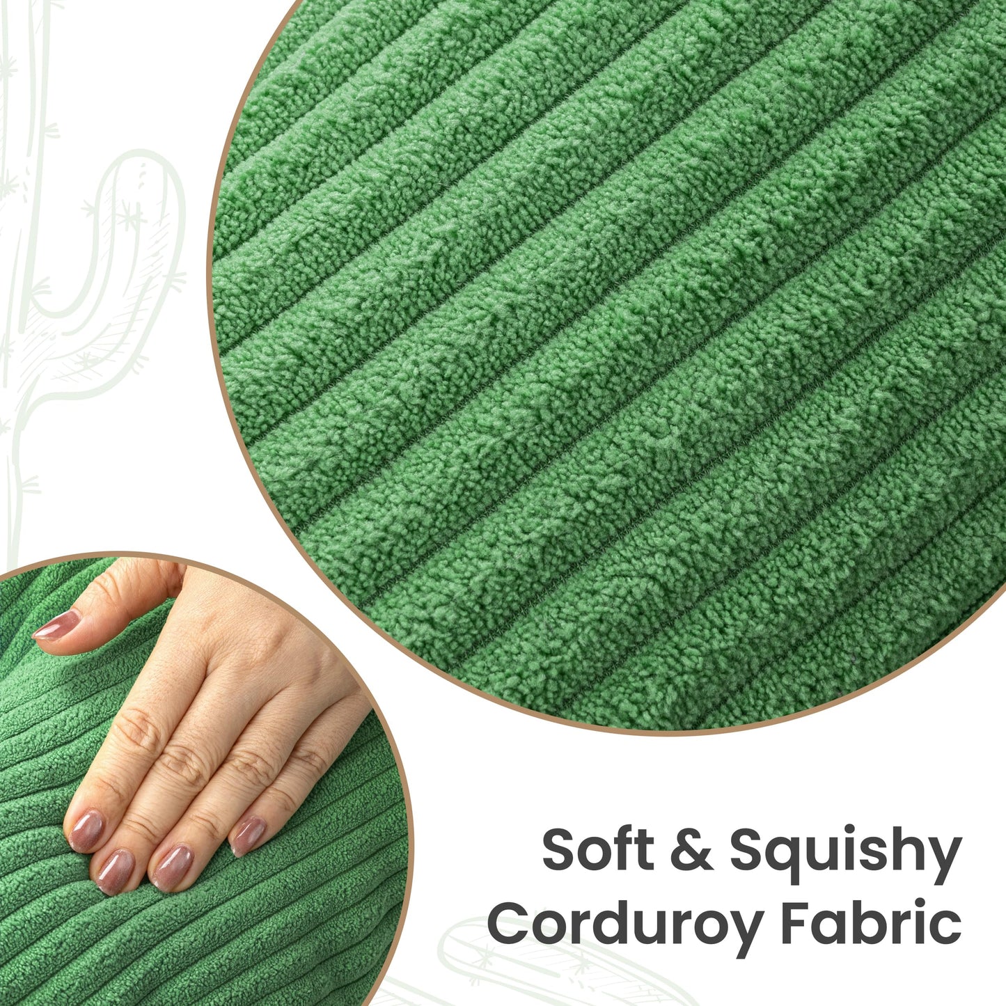 AELS Set of 2 Cactus Decorative Throw Pillows, 22"& 14" Cactus Plush Pillow Set, 3D Office Nap Pillow, Cute Succulent Throw Pillow for Nursery Bedroom Room Decor, Blue Green & Sage Green