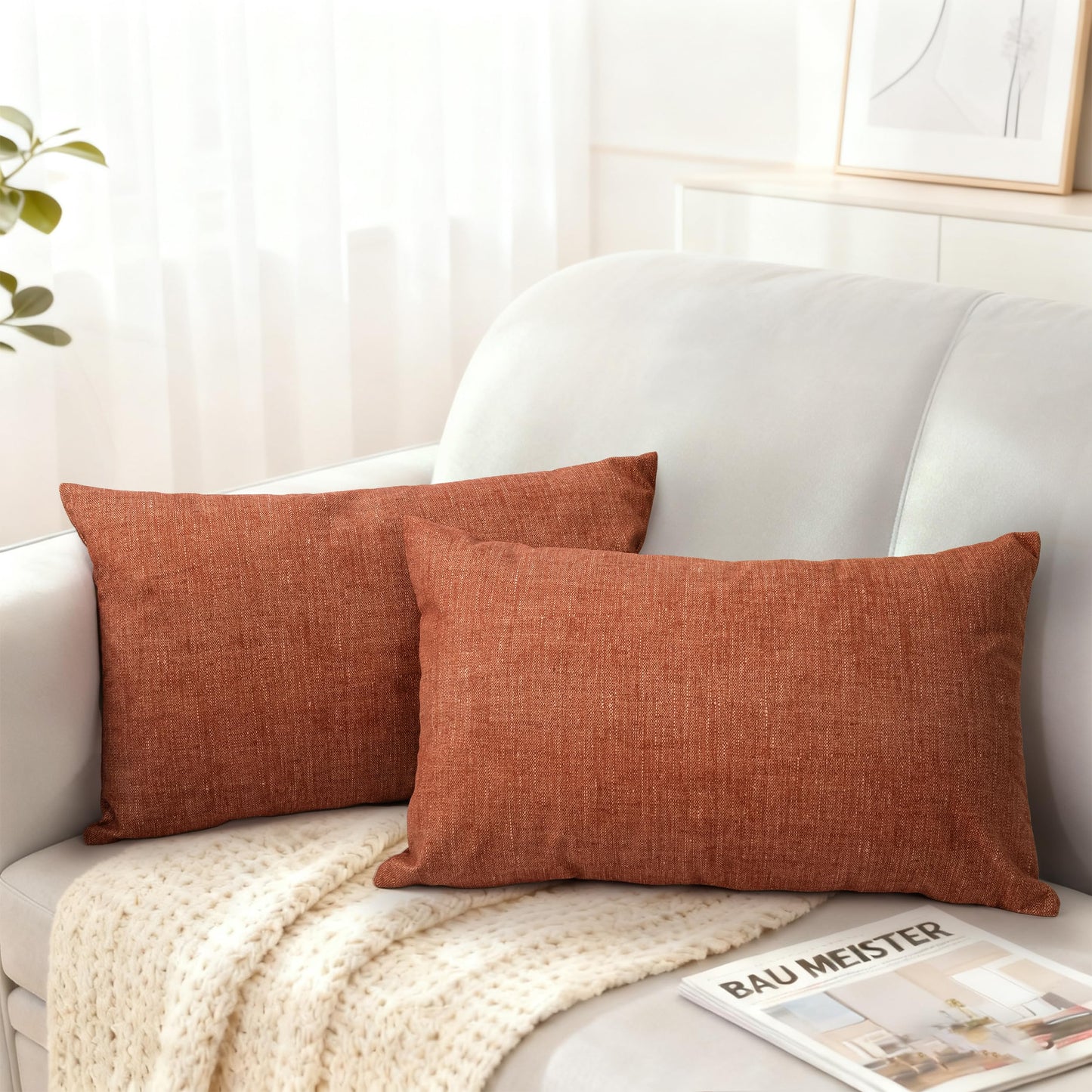 AELS Decorative Throw Pillow Covers 16x16, Set of 2, Soft Textured Look Printed Pillow Case, Modern Farmhouse Cushion Case for Bed Couch Sofa, Mustard Yellow (Covers Only)
