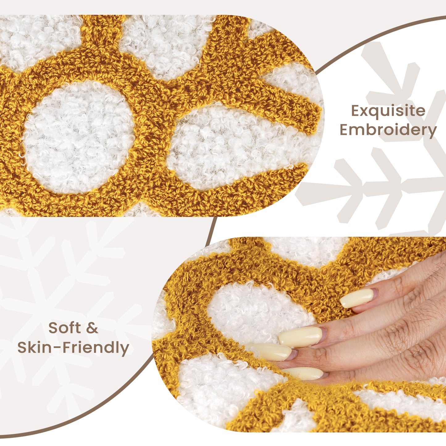 AELS 21.6 Inches Tufted 3D Snowflake Christmas Decorative Throw Pillow, Cute Winter Plush Throw Pillow, Living Room Bedroom Nursery Decor, Christmas Decoration