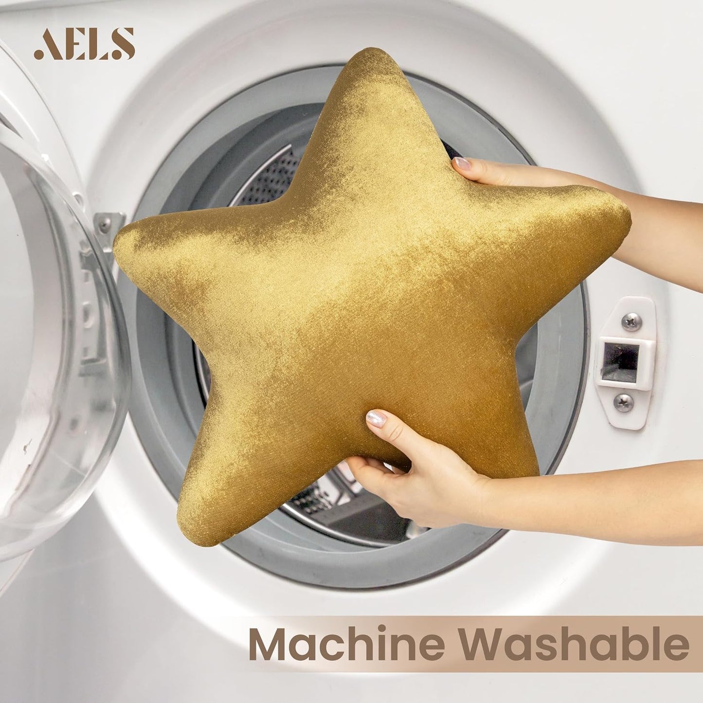 AELS Star Pillow - 19.6" Soft Velvet Star Shaped Decorative Throw Pillow for Couch, Bed, Living Room, Nursery, Home Decor Gift for Christmas, Birthday, Baby Shower, Gold