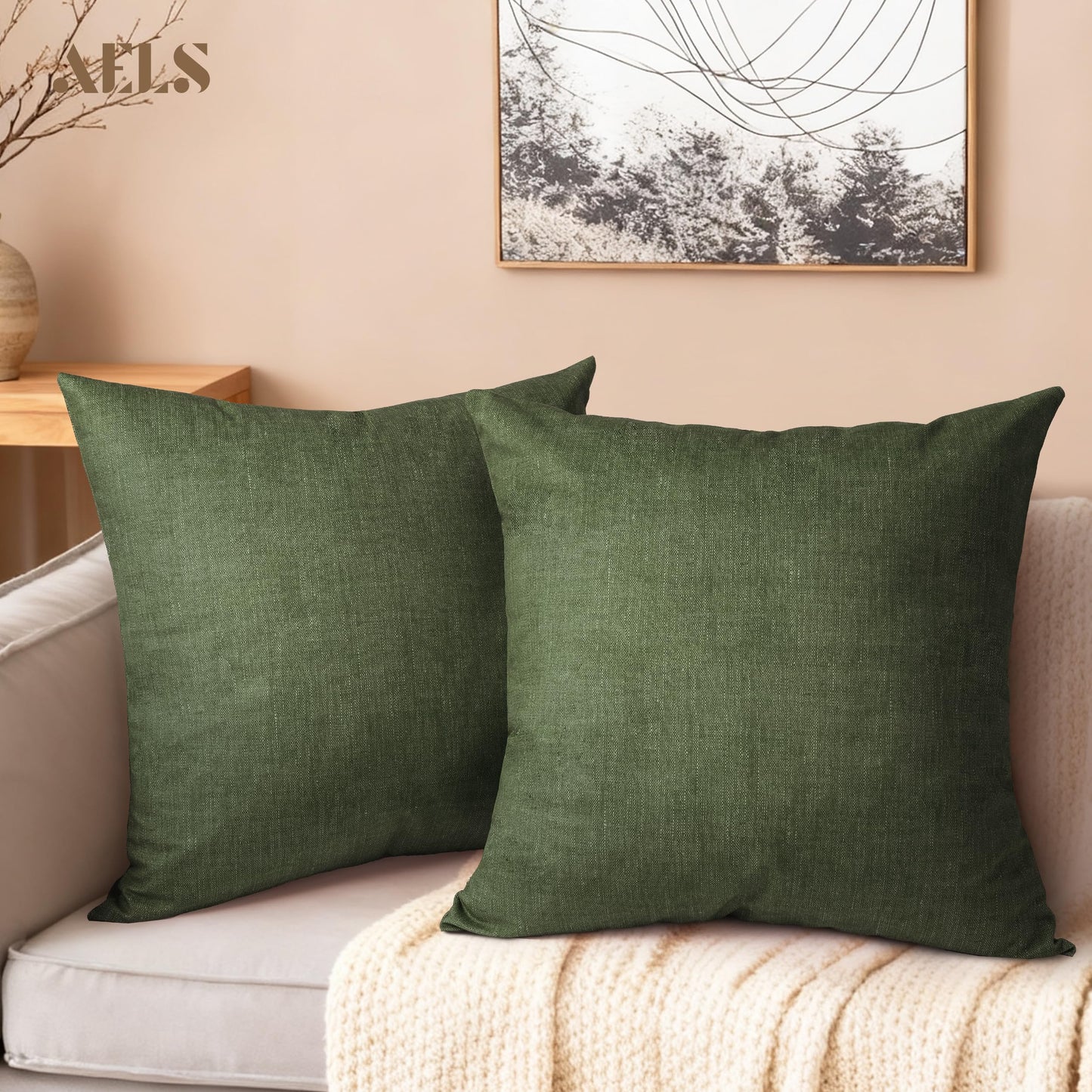 AELS Decorative Throw Pillow Covers 16x16, Set of 2, Soft Textured Look Printed Pillow Case, Modern Farmhouse Cushion Case for Bed Couch Sofa, Mustard Yellow (Covers Only)