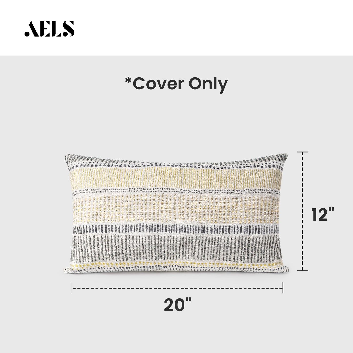AELS Boho Decorative Striped Lumbar Pillow Covers 12x20, Modern Mid Century Lumbar Support Pillow Cover, Farmhouse Rustic Woven Cushion Case for Bed Couch Sofa, Mustard Yellow Gray