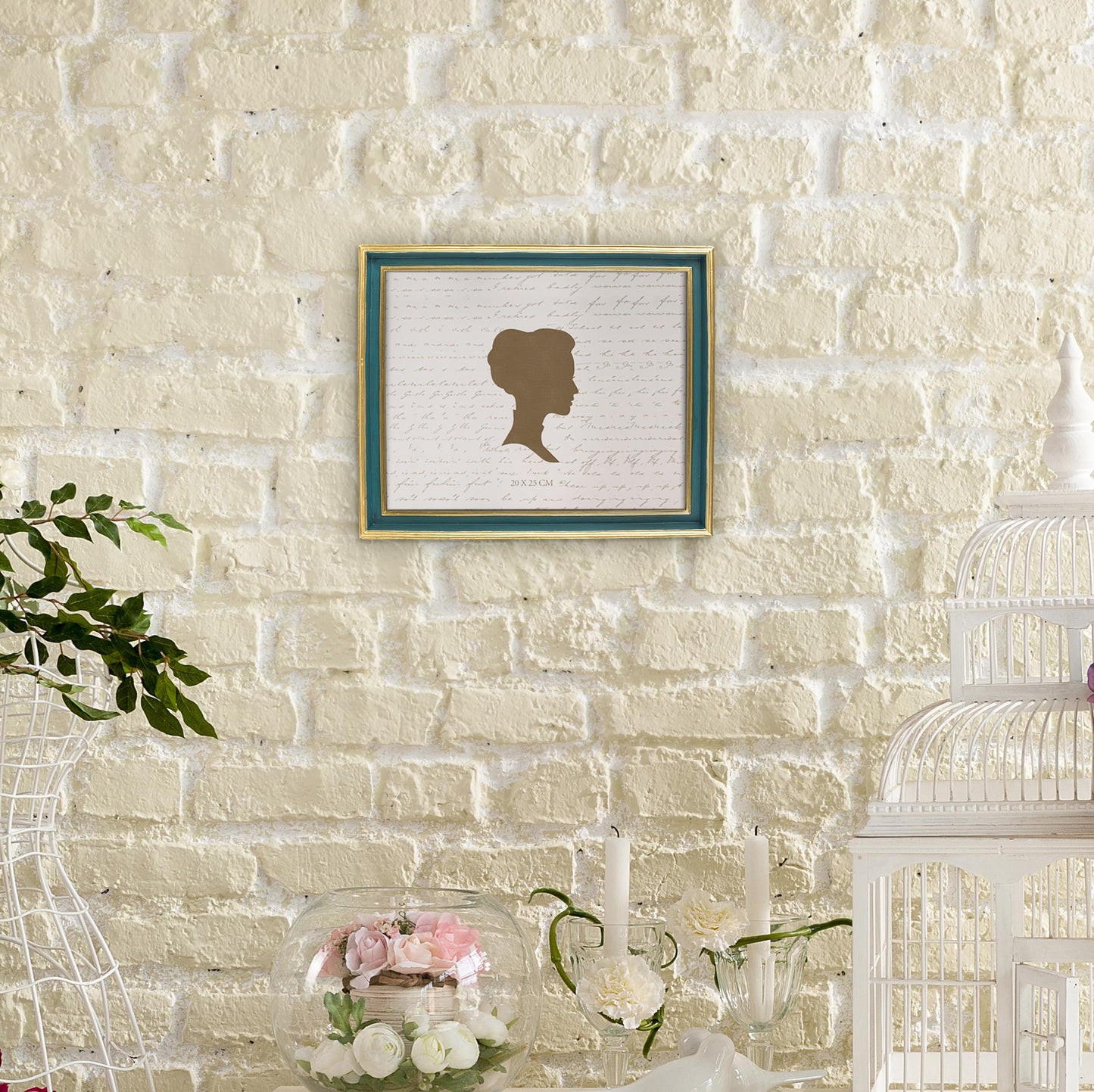 AELS 8x10 Inch Vintage Picture Frame, Elegant Antique Photo Frames with Glass Front, Photo Display, Tabletop Wall Hanging, Gift Ideas, Teal Blue with Gold Trim