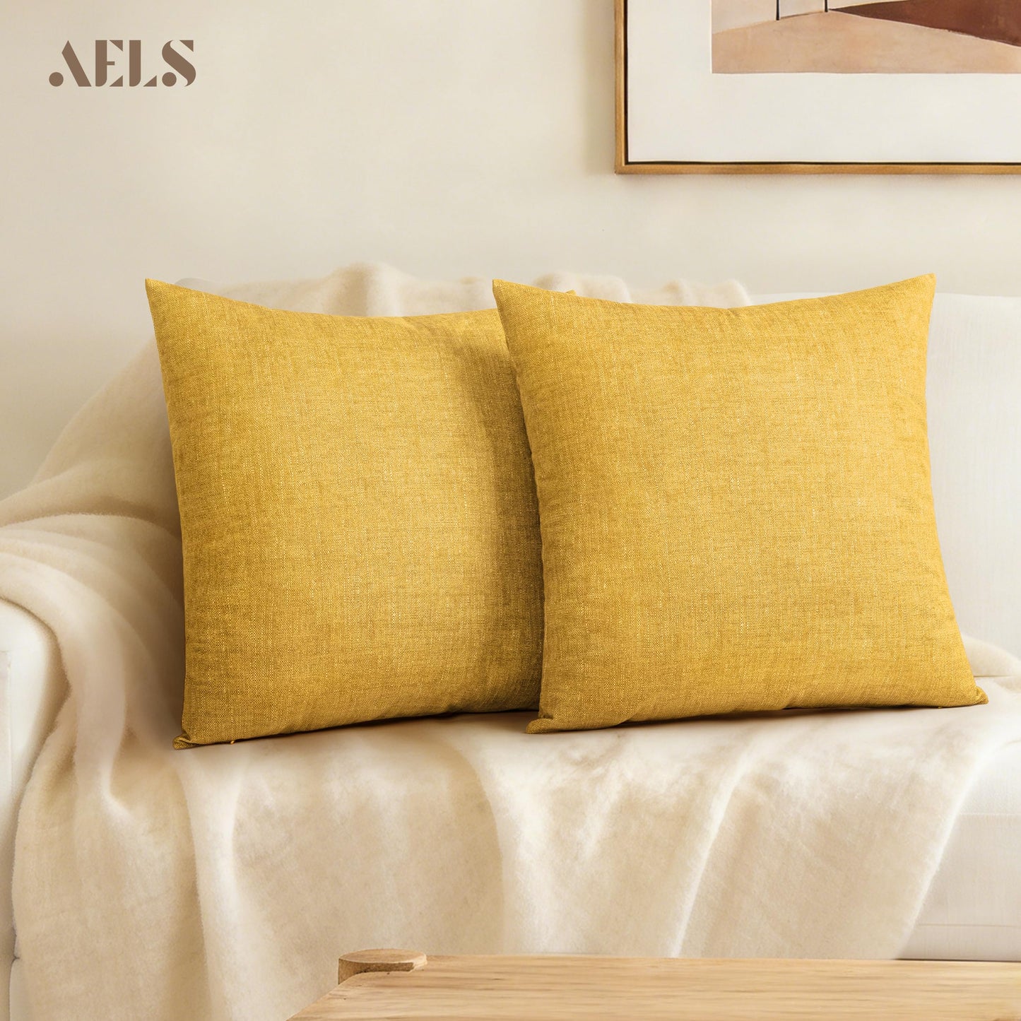 AELS Decorative Throw Pillow Covers 16x16, Set of 2, Soft Textured Look Printed Pillow Case, Modern Farmhouse Cushion Case for Bed Couch Sofa, Light Olive Green (Covers Only)