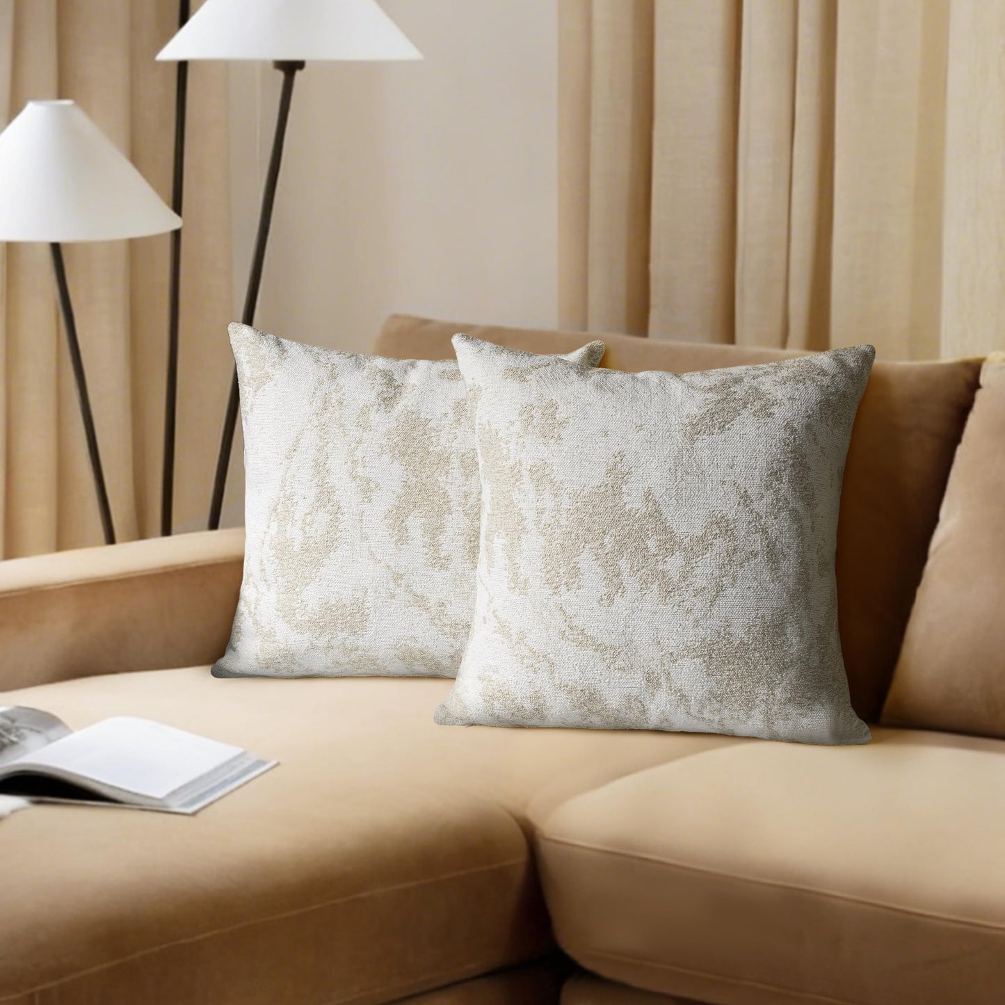 AELS Decorative Throw Pillow Covers 18x18, Set of 2, Abstract Jacquard Textured Pillow Case, Modern Cushion Case for Bed Couch Sofa, Ombre Gray (Covers Only)
