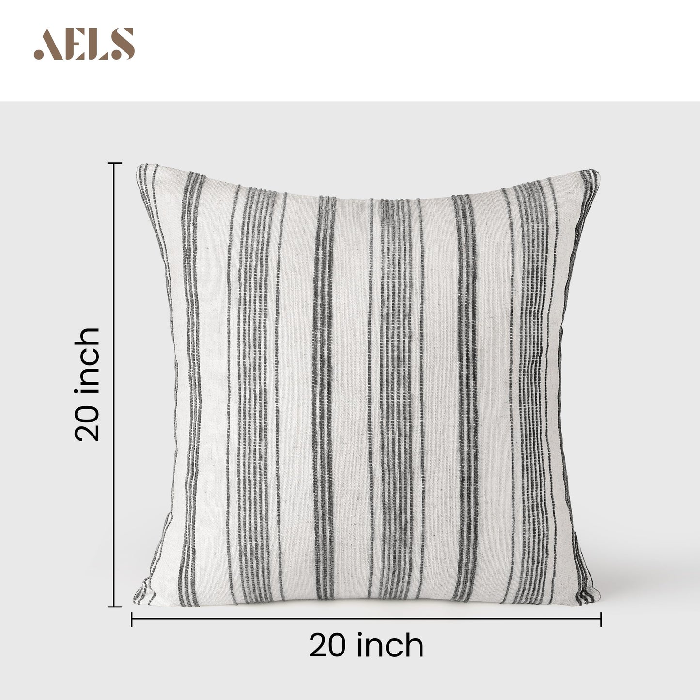 AELS 12x20 Decorative Farmhouse Linen Lumbar Pillow Covers, Beige with Olive Green Chenille Striped Pillow Case, Set of 2, Boho Textured Cushion Cover for Sofa Couch Living Room (Cover ONLY)