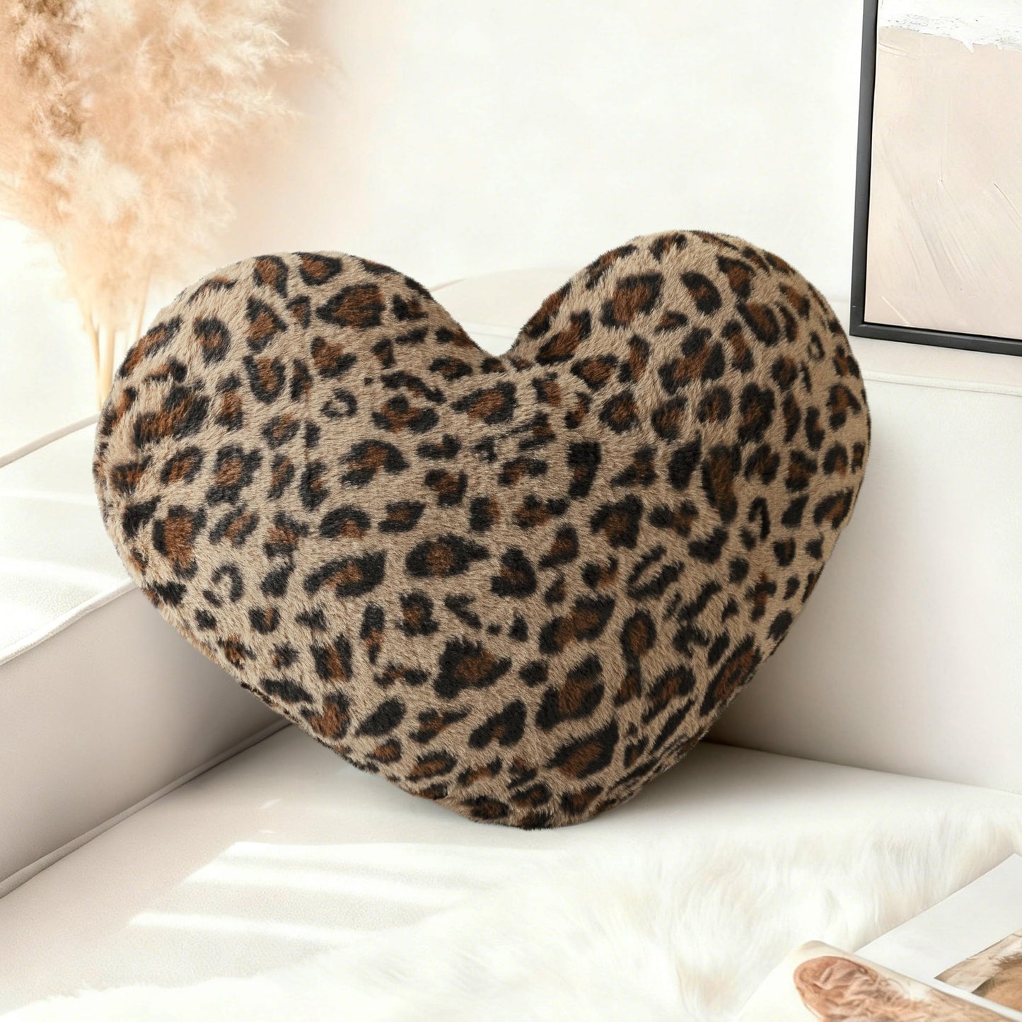 AELS Heart Shaped Pillow, 20 Inches Heart Decorative Throw Pillows, Faux Fur Love Cute Pillows, Valentines Day Decorations, Wedding Decor, Living Room Bedroom Nursery Decor, White