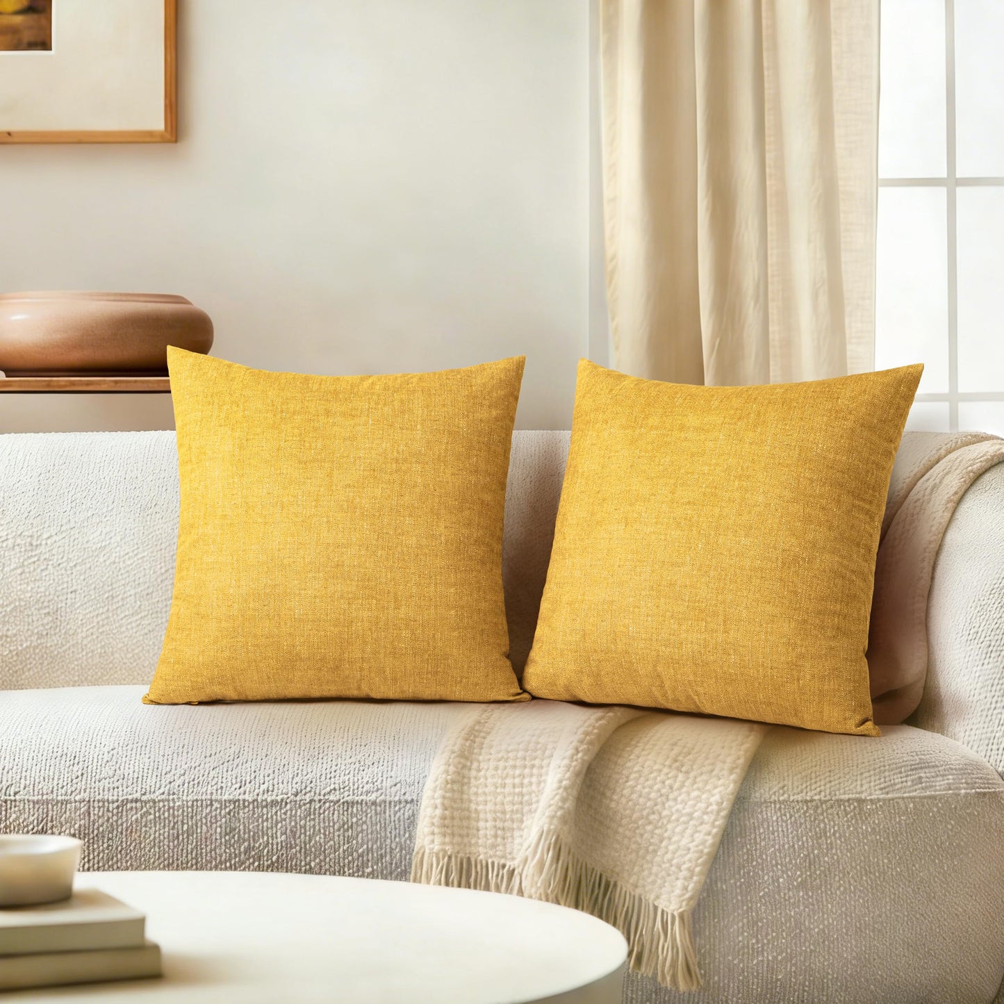 AELS Decorative Throw Pillow Covers 16x16, Set of 2, Soft Textured Look Printed Pillow Case, Modern Farmhouse Cushion Case for Bed Couch Sofa, Light Olive Green (Covers Only)