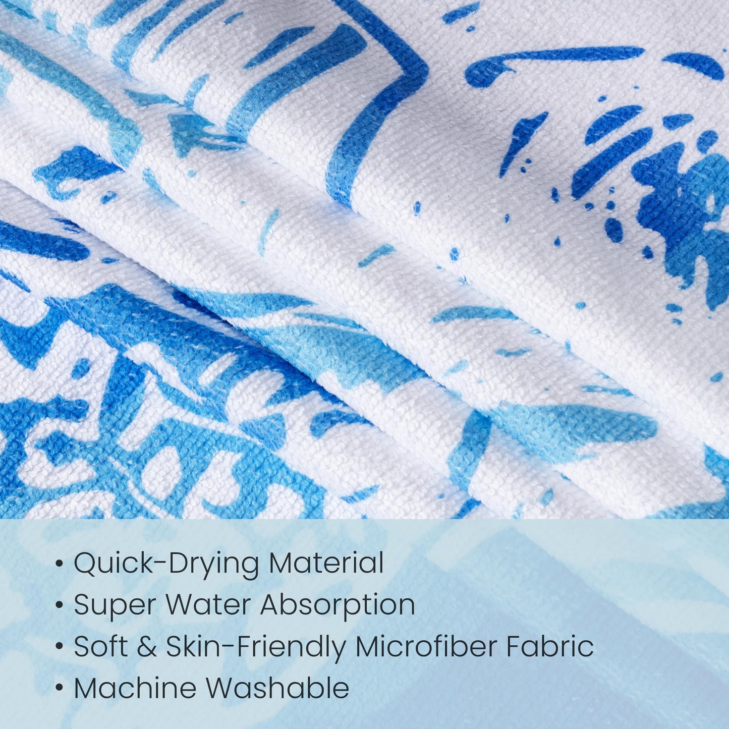 AELS Lounge Chair Towel Cover, Pack of 2 - Microfiber Beach Towels with Pockets, Fits Outdoor Garden Beach Hotel Pool Chairs, Non-Slip & Portable Design, 85" X 30", Sea Turtle Blue Stripe