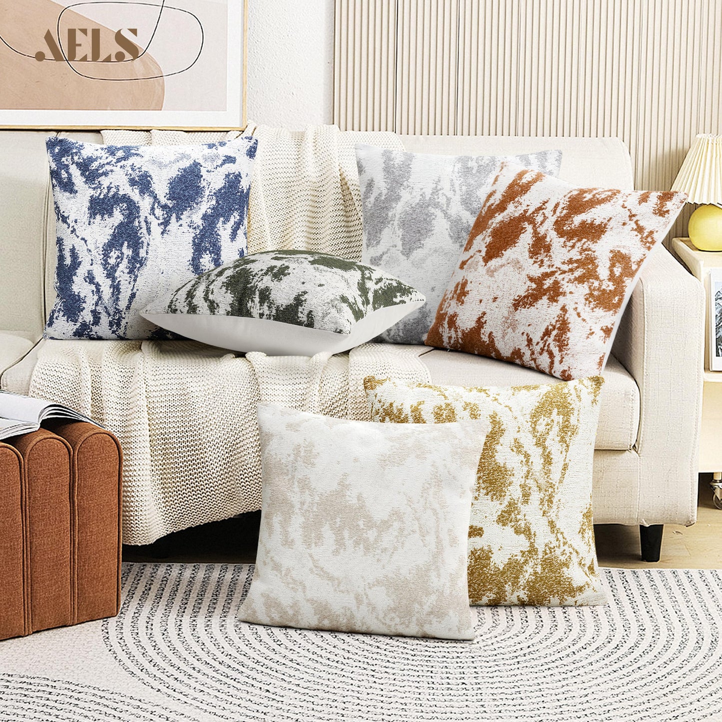 AELS Decorative Throw Pillow Covers 18x18, Set of 2, Abstract Jacquard Textured Pillow Case, Modern Cushion Case for Bed Couch Sofa, Ombre Gray (Covers Only)