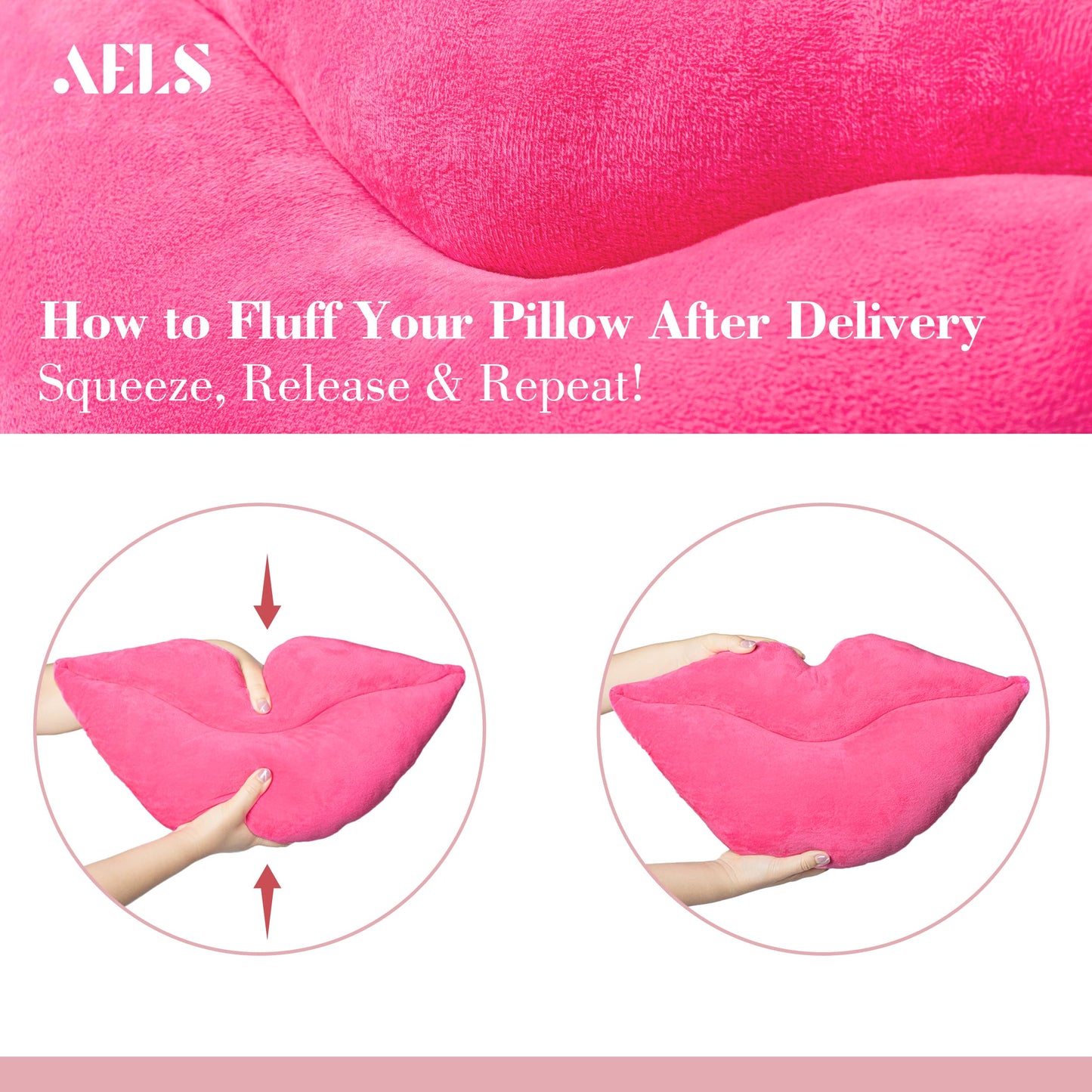 AELS 3D Large Lips Throw Pillows Smooth Soft Velvet Decorative Throw Pillows Love Pillows Cute Pillow 24 X 12 inches for Couch Sofa Bed Living Room Bedroom, Red