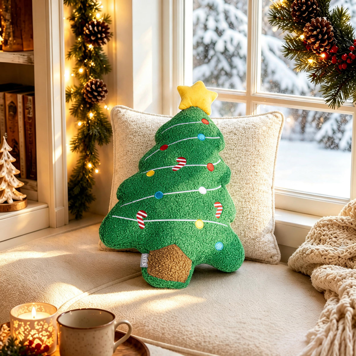 AELS Gingerbread Man Christmas Tree Pillow, 16.1" & 15.7" Set of 2