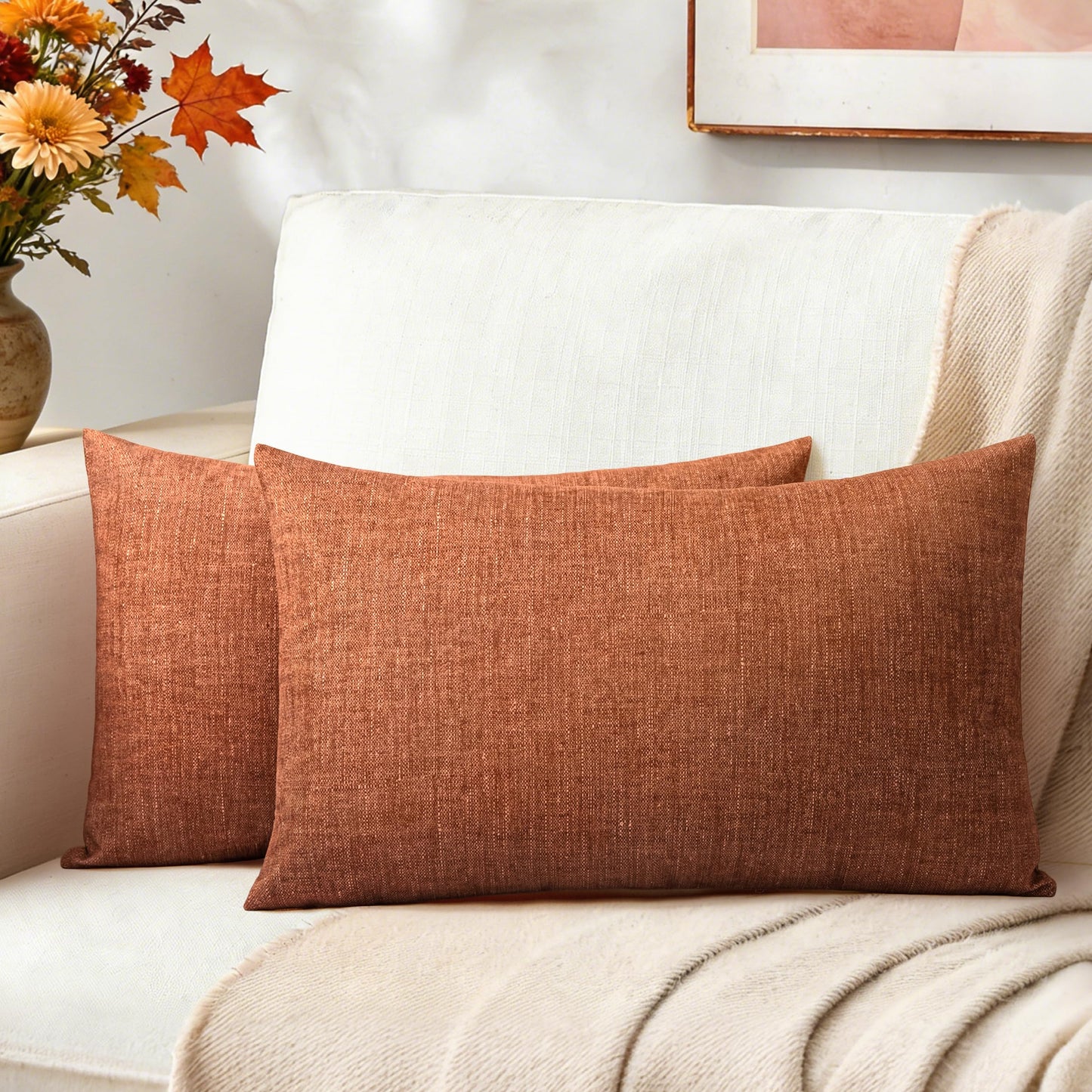 AELS Decorative Throw Pillow Covers 16x16, Set of 2, Soft Textured Look Printed Pillow Case, Modern Farmhouse Cushion Case for Bed Couch Sofa, Light Olive Green (Covers Only)
