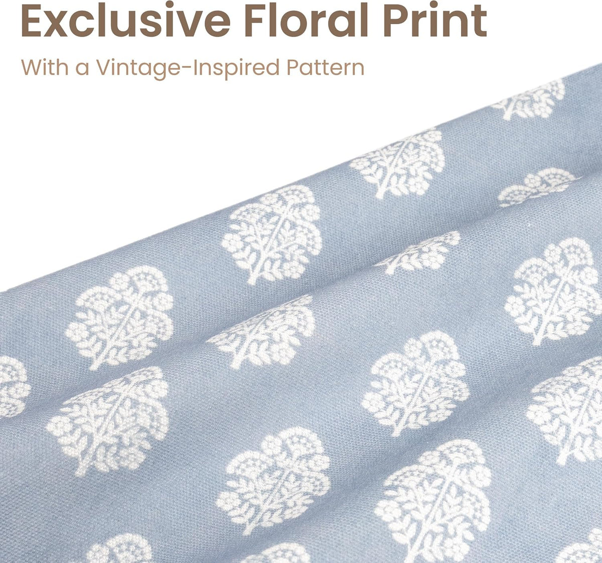AELS 18x18 Decorative Farmhouse Throw Pillow Covers, Boho Floral Block Print Pillow Covers, Set of 2, Slate Blue Botanical Cushion Covers for Sofa Couch Bed Living Room Bedroom, Cover Only