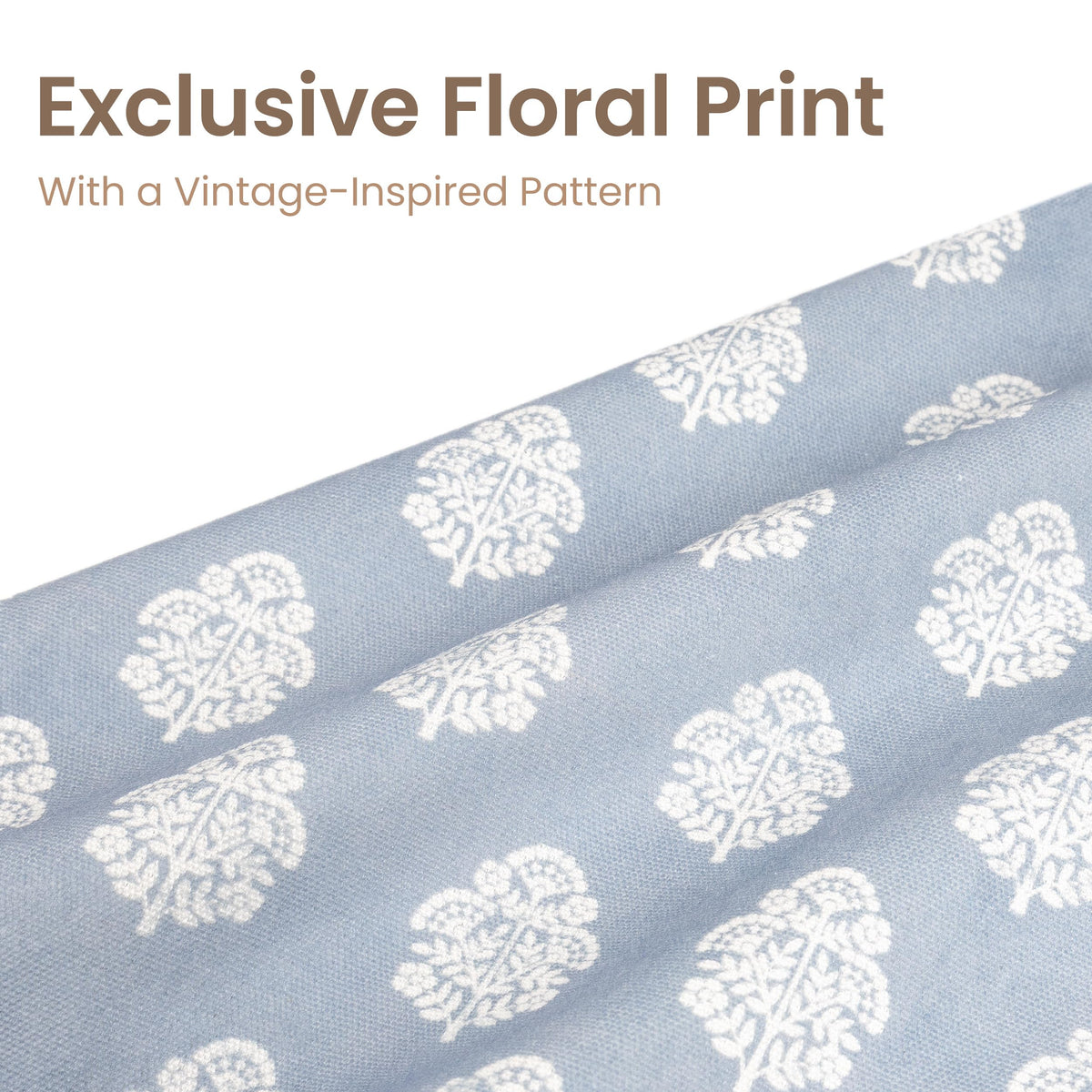 AELS 18x18 Decorative Farmhouse Throw Pillow Covers, Boho Floral Block Print Pillow Covers, Set of 2, Slate Blue Botanical Cushion Covers for Sofa Couch Bed Living Room Bedroom, Cover Only