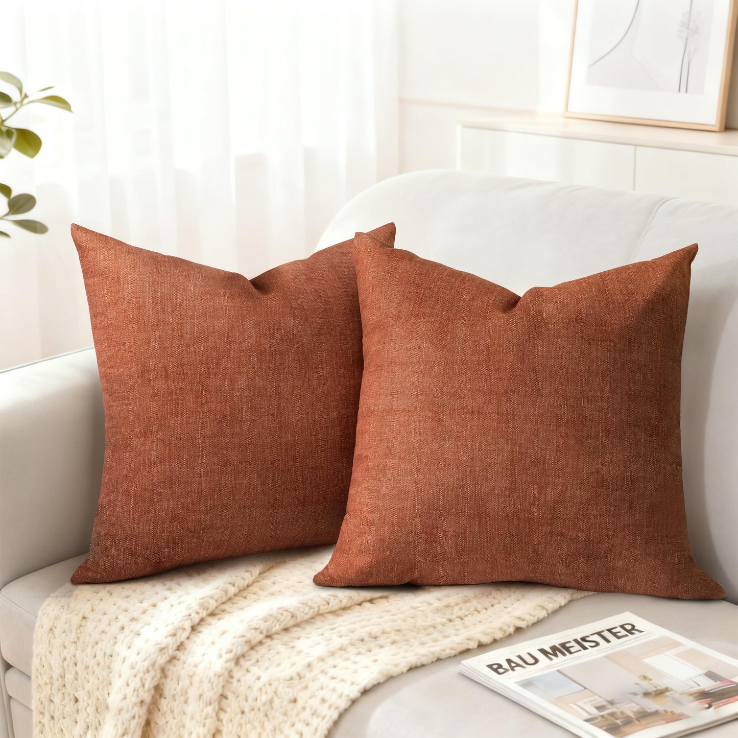 AELS Decorative Throw Pillow Covers 16x16, Set of 2, Soft Textured Look Printed Pillow Case, Modern Farmhouse Cushion Case for Bed Couch Sofa, Mustard Yellow (Covers Only)