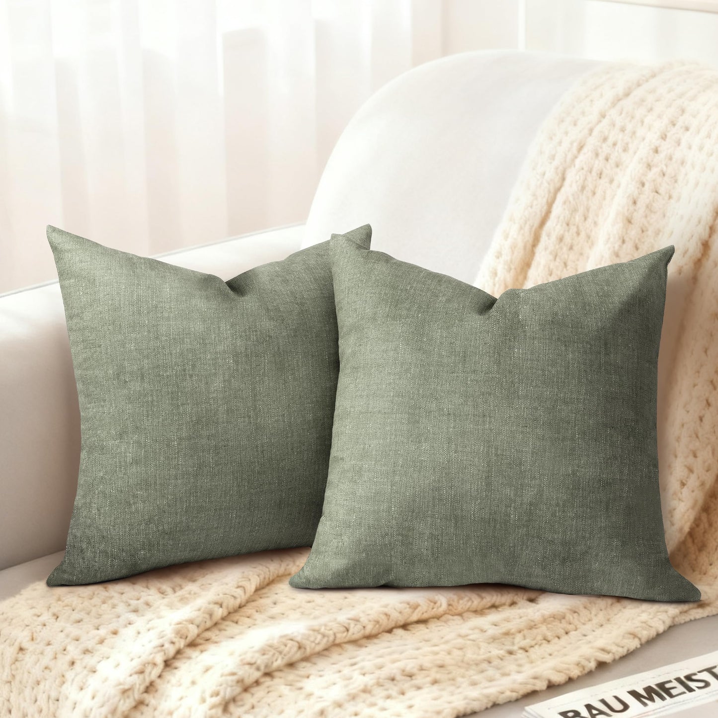 AELS Decorative Throw Pillow Covers 16x16, Set of 2, Soft Textured Look Printed Pillow Case, Modern Farmhouse Cushion Case for Bed Couch Sofa, Mustard Yellow (Covers Only)
