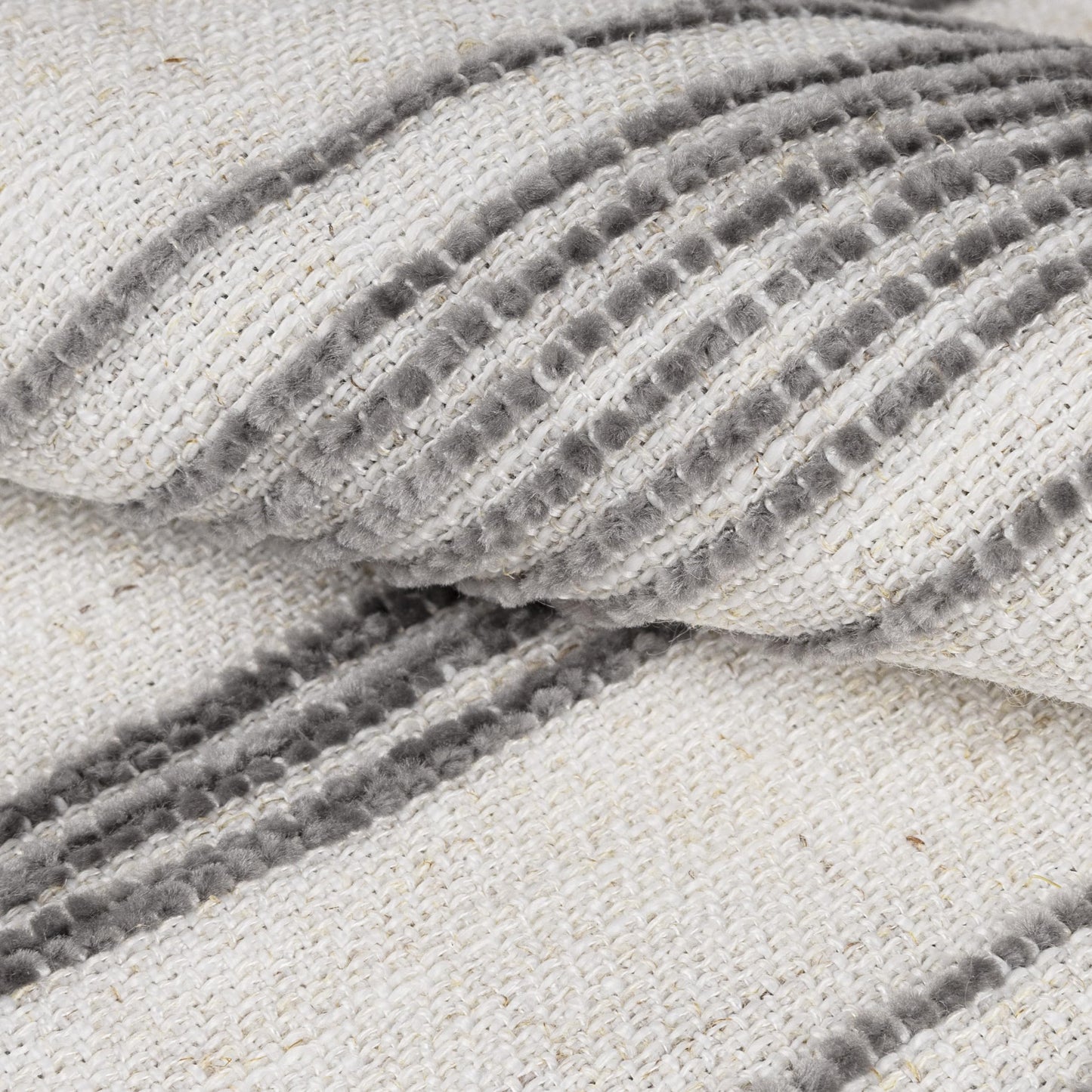 AELS 12x20 Decorative Farmhouse Linen Lumbar Pillow Covers, Beige with Olive Green Chenille Striped Pillow Case, Set of 2, Boho Textured Cushion Cover for Sofa Couch Living Room (Cover ONLY)